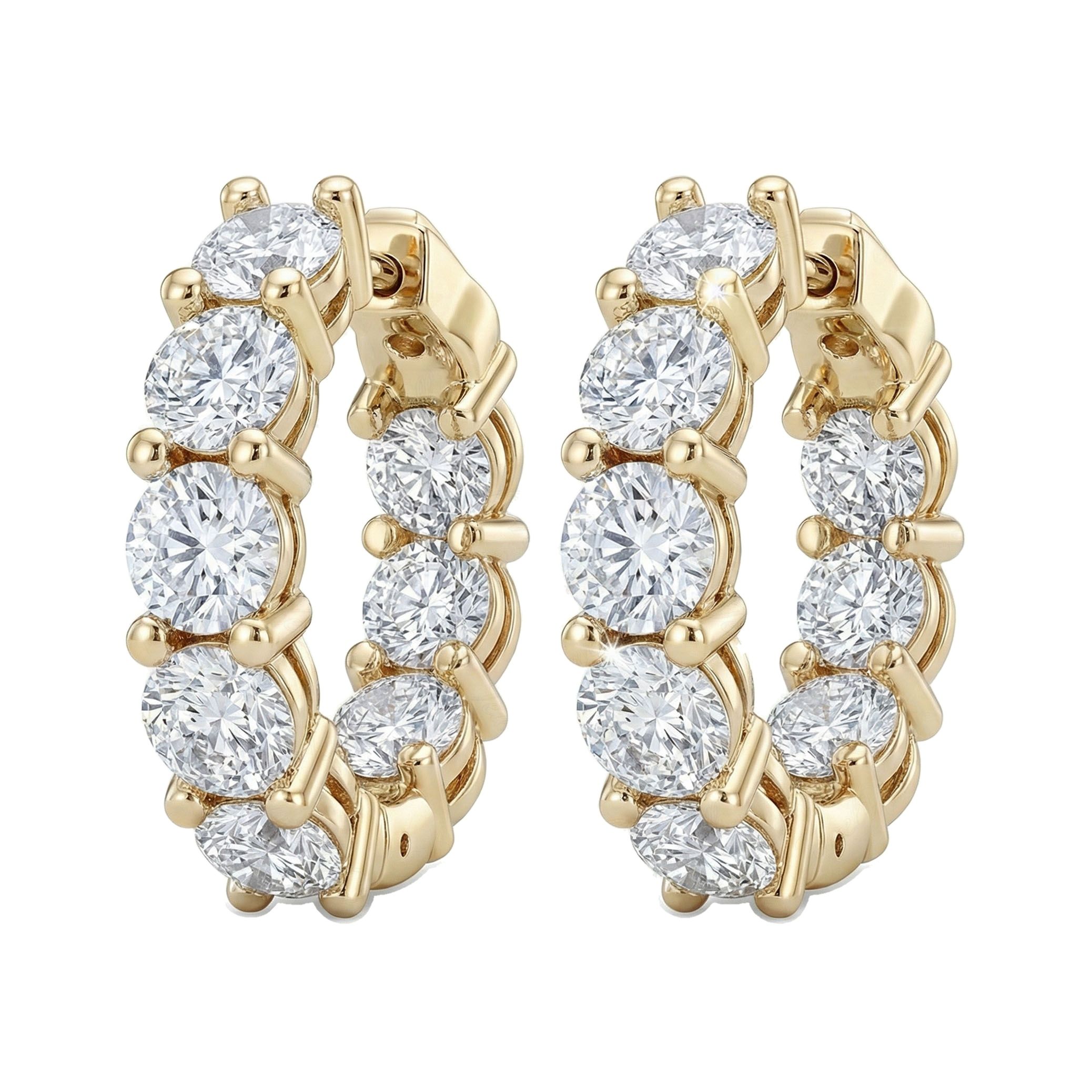 4.25 ct EF VS Lab Grown DIamond Hoops Earrings in 10k Yellow Gold 302812