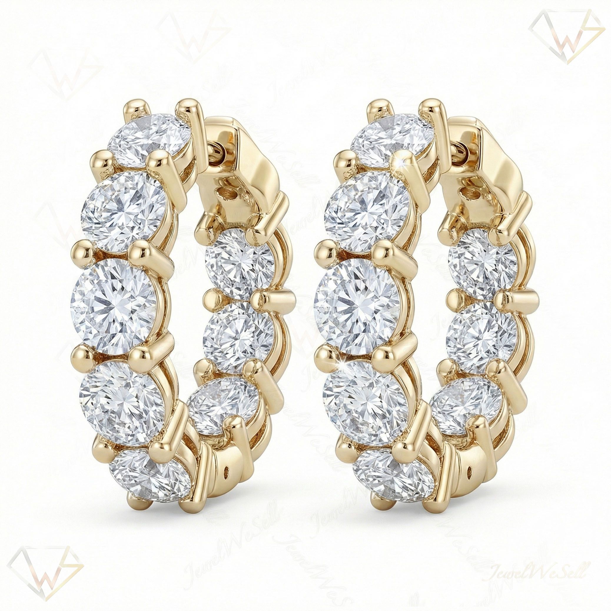 4.25 ct EF VS Lab Grown DIamond Hoops Earrings in 14k Yellow Gold 302812
