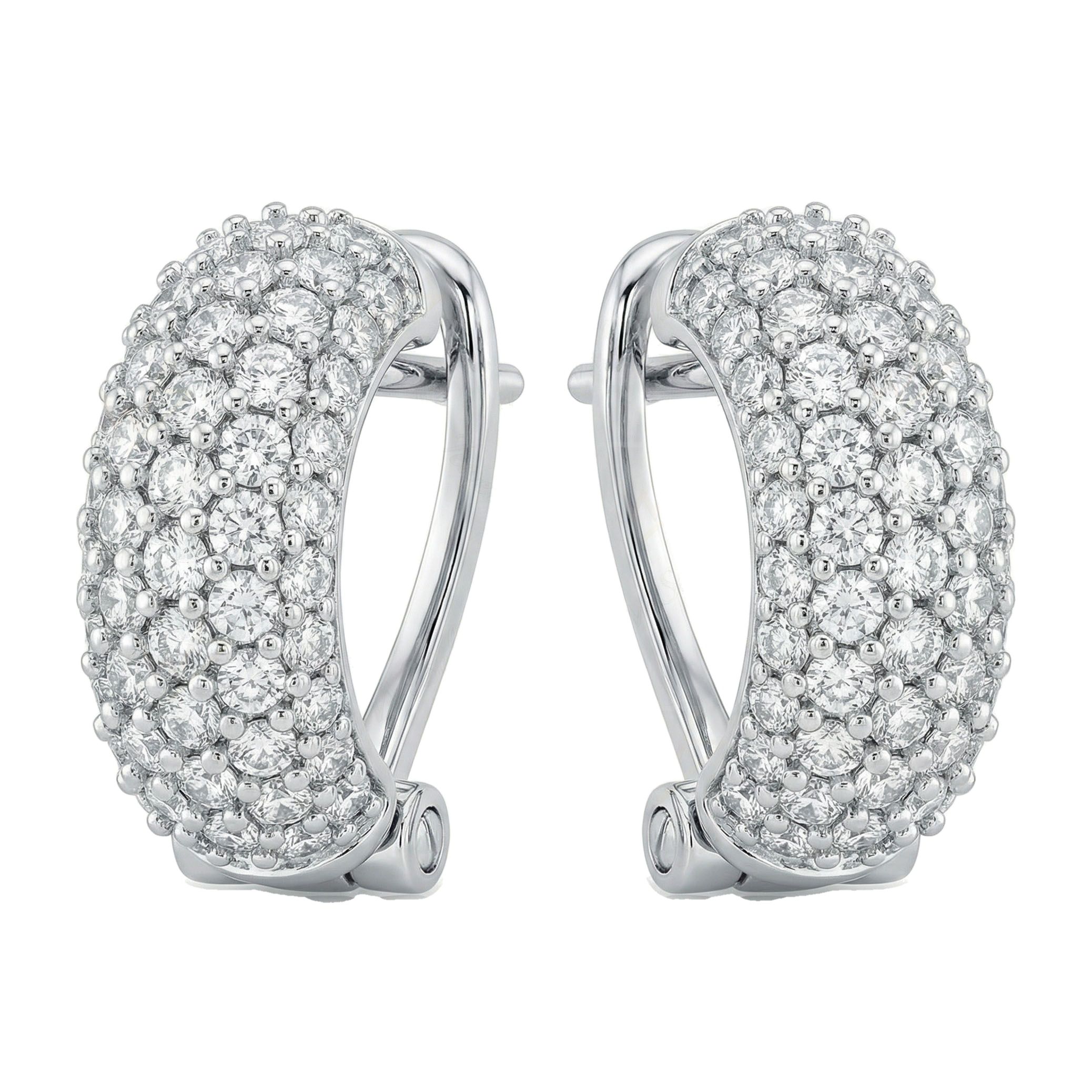 1.95 ct EF VS Lab Grown DIamond Huggies Earrings in 14k White Gold 330760