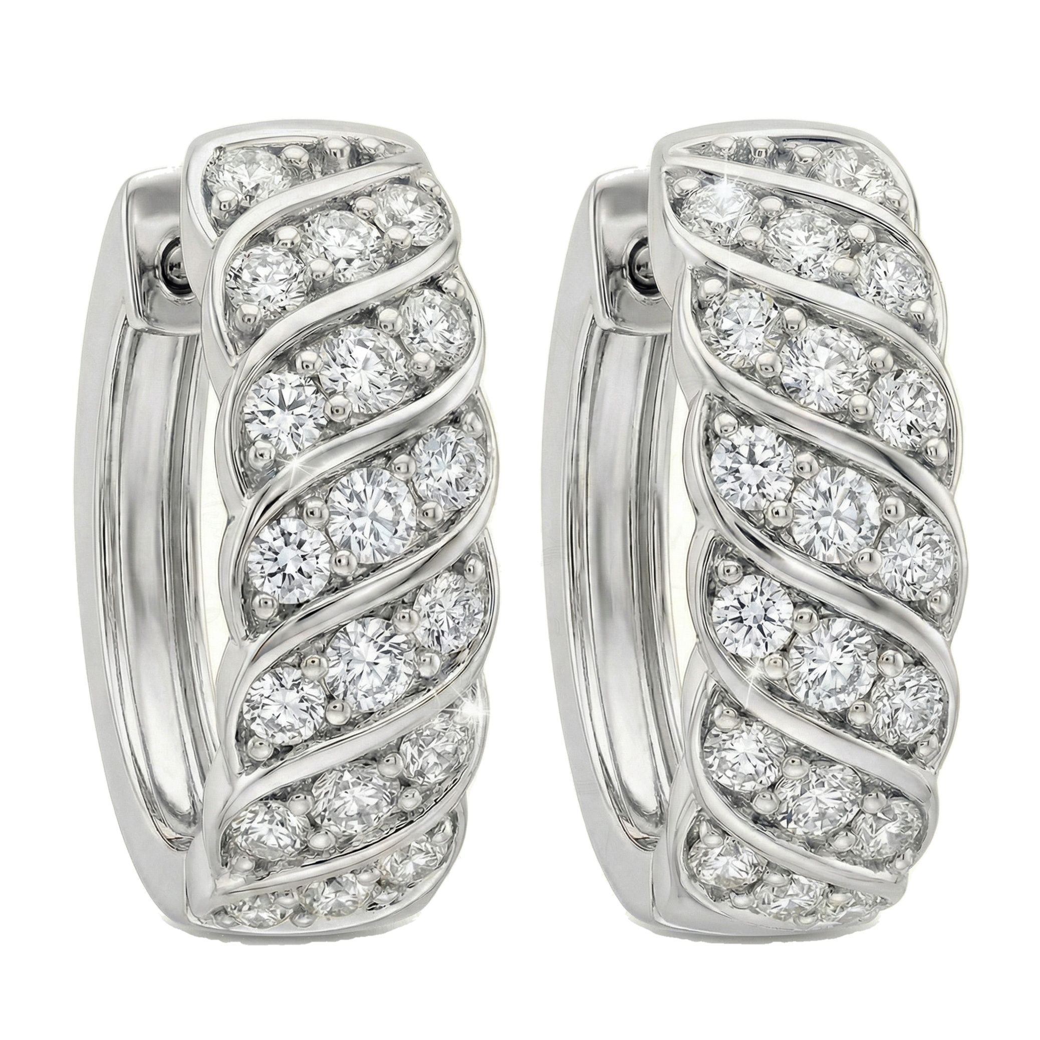 0.60 ct EF VS Lab Grown DIamond Huggies Earrings in 10k White Gold 330823