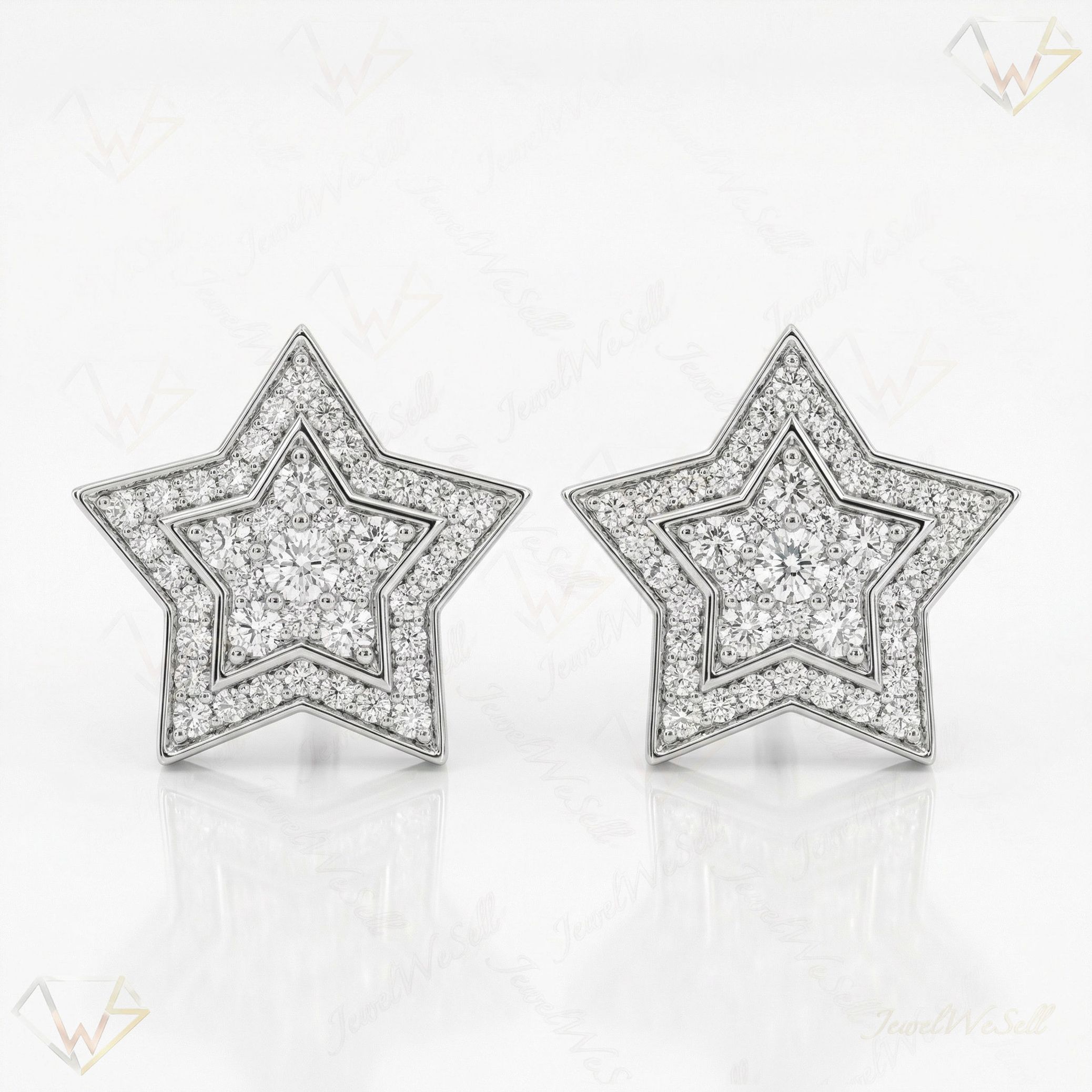 0.55 ct EF VS Lab Grown DIamond Micropave Earrings in 10k White Gold 330865