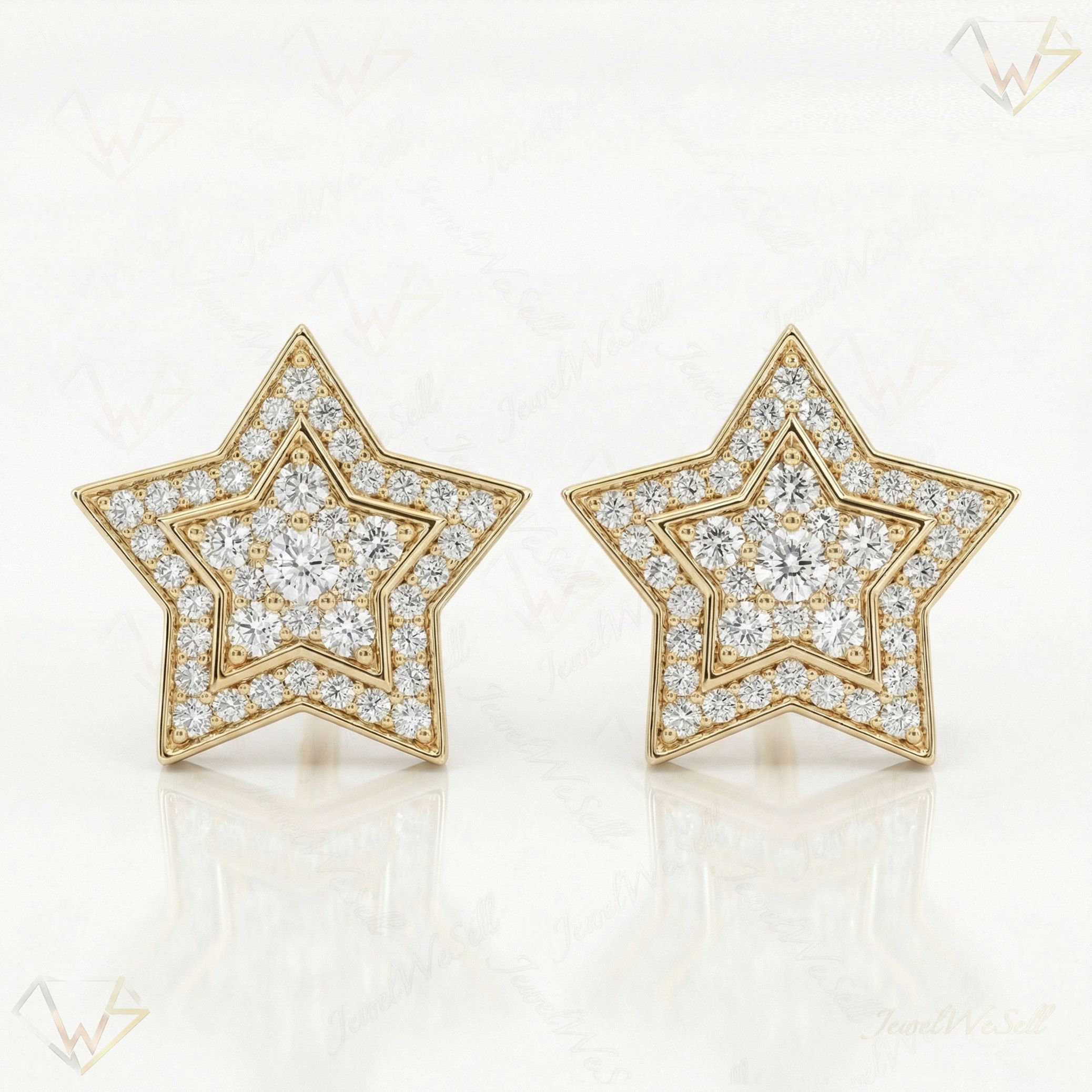0.55 ct EF VS Lab Grown DIamond Micropave Earrings in 10k Yellow Gold 330865