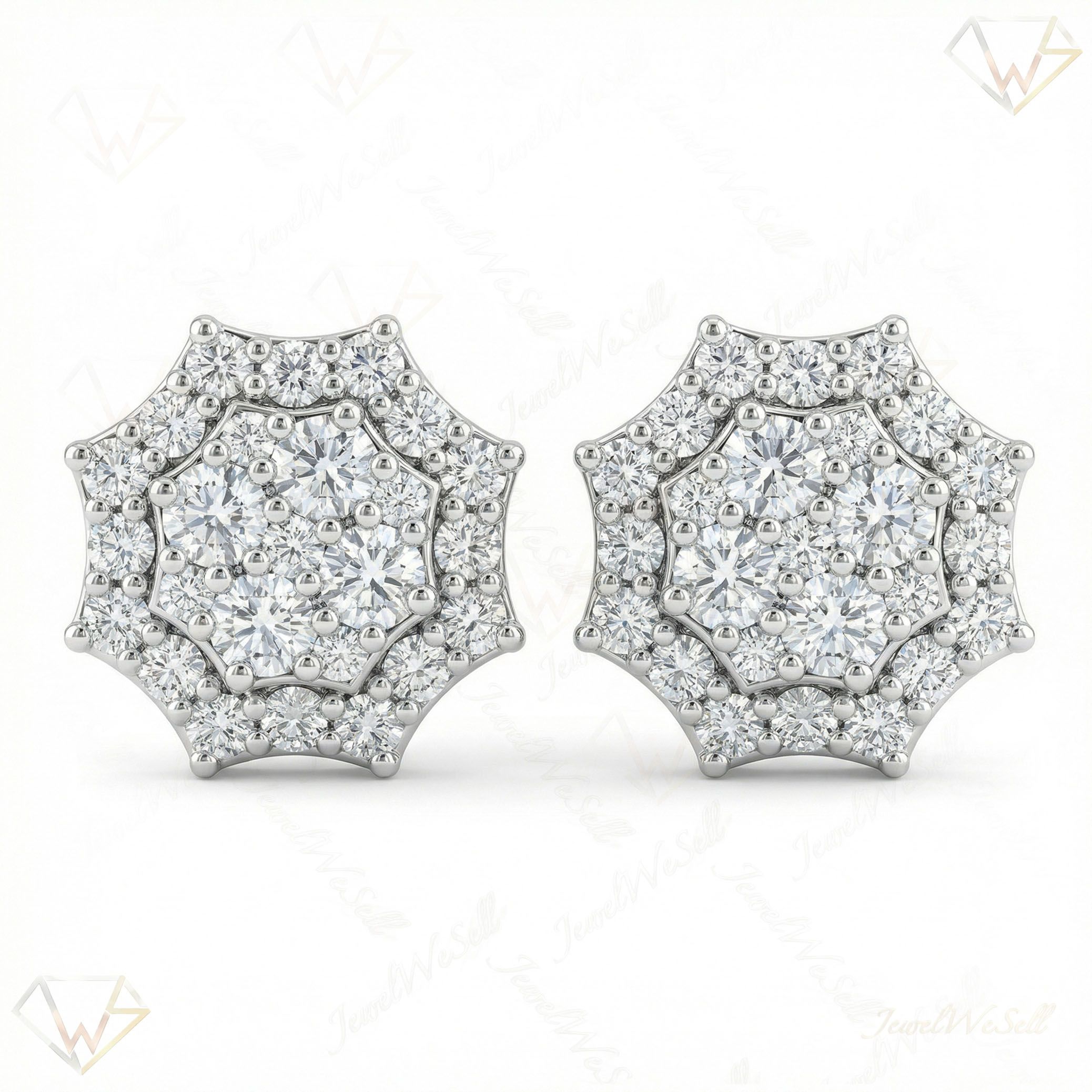 1.30 ct EF VS Moissanite Cluster Earrings in 925 Sterling Silver 330913