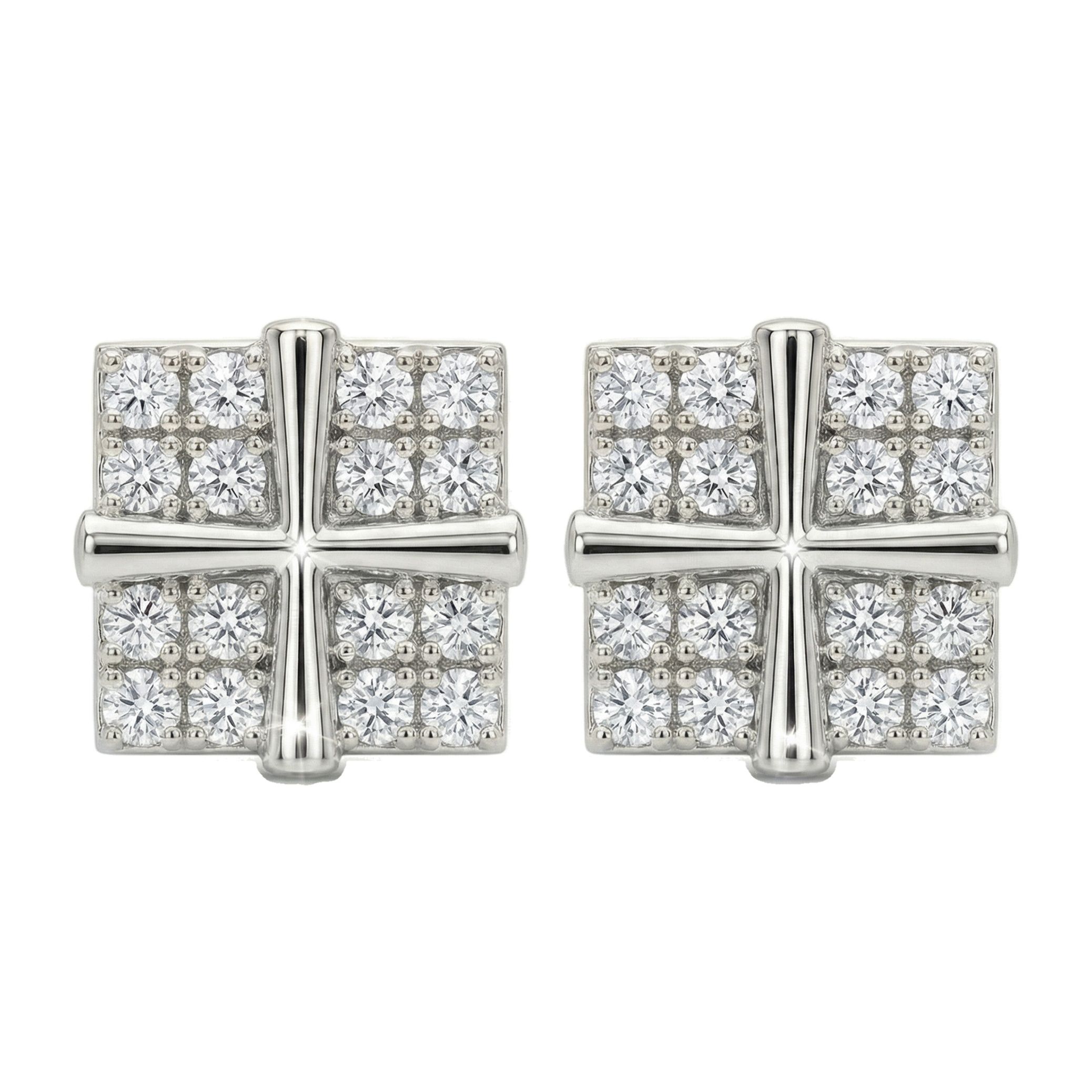 0.40 ct EF VS Lab Grown DIamond Square Earrings in 10k White Gold 330941
