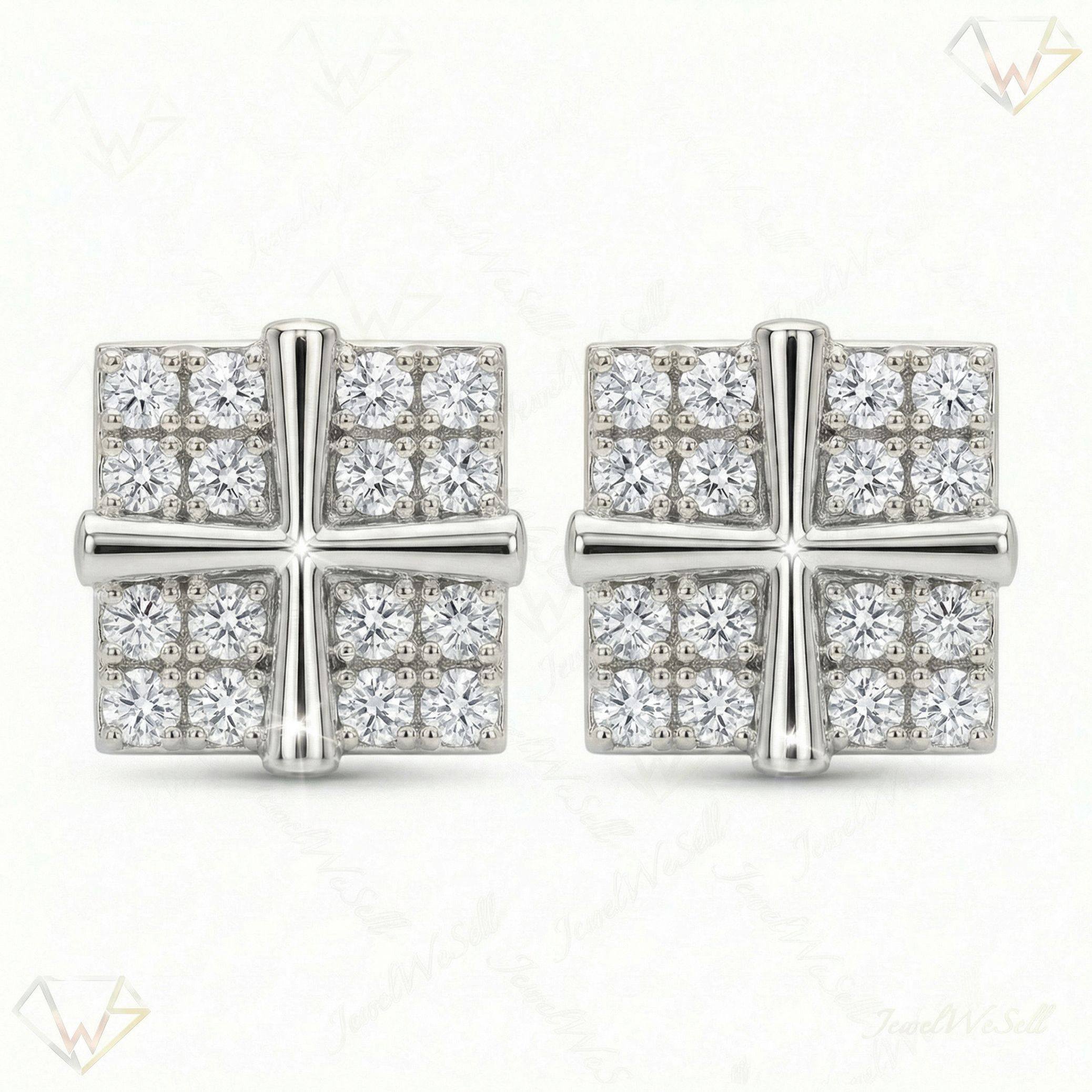 0.40 ct EF VS Lab Grown DIamond Square Earrings in 14k White Gold 330941