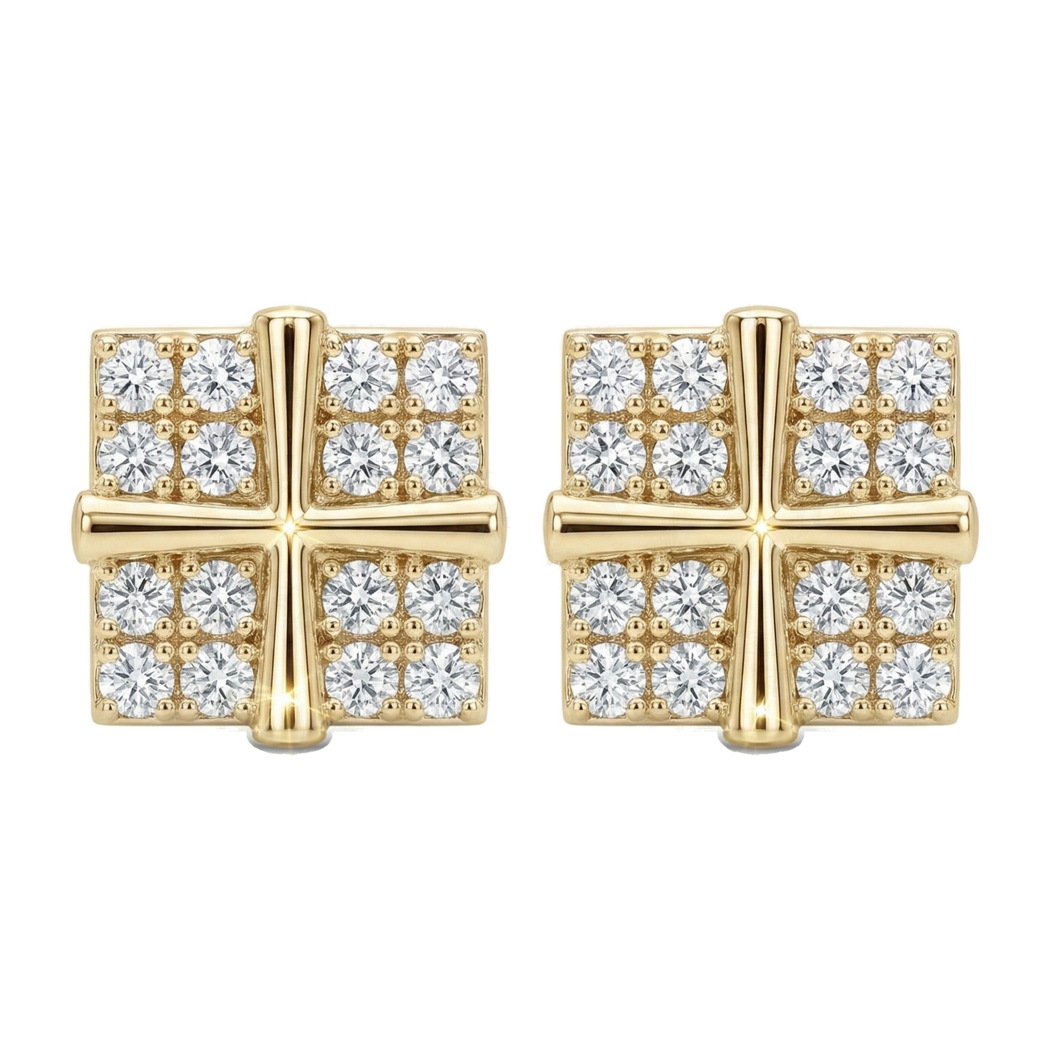 0.40 ct EF VS Lab Grown DIamond Square Earrings in 14k Yellow Gold 330941