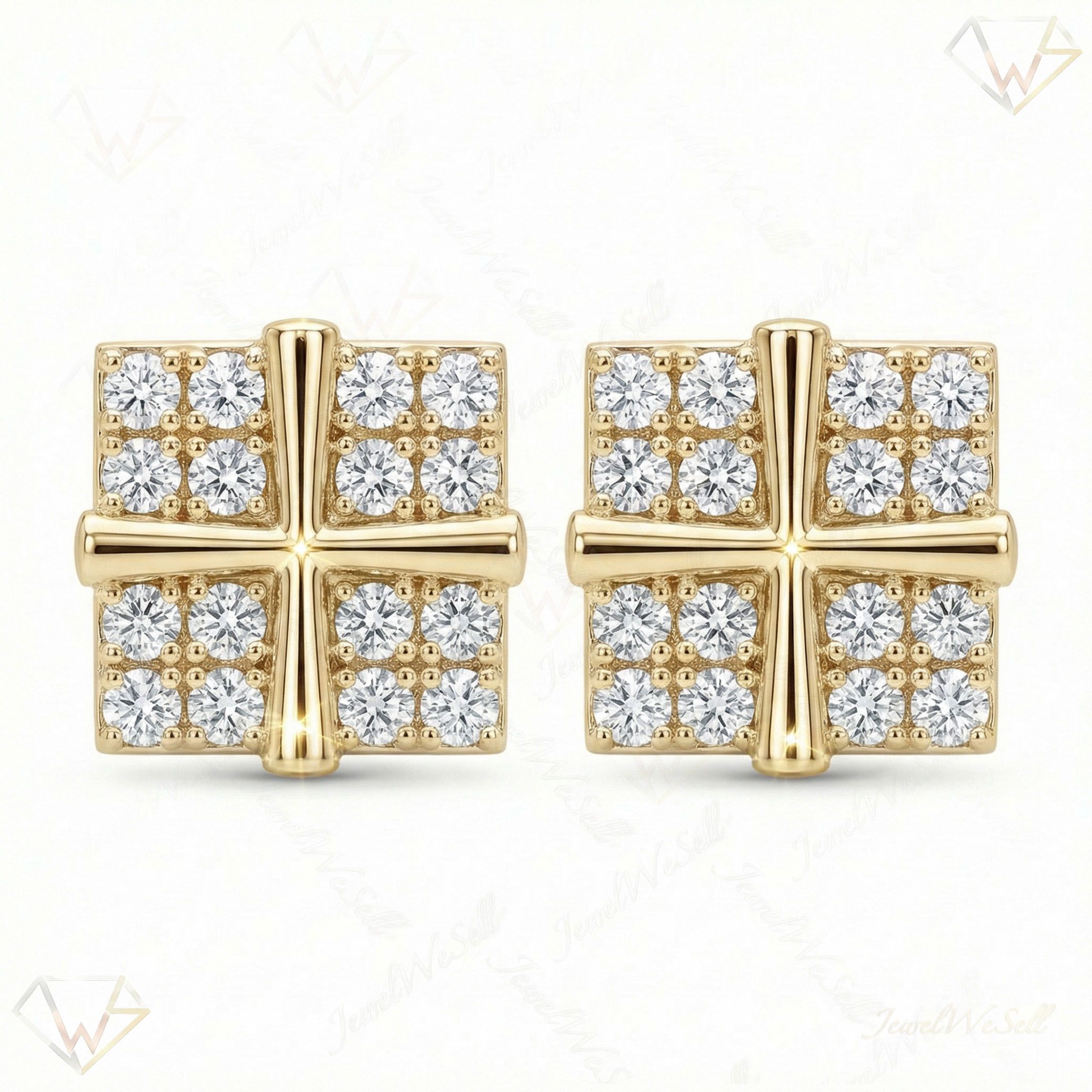 0.40 ct EF VS Lab Grown DIamond Square Earrings in 10k Yellow Gold 330941