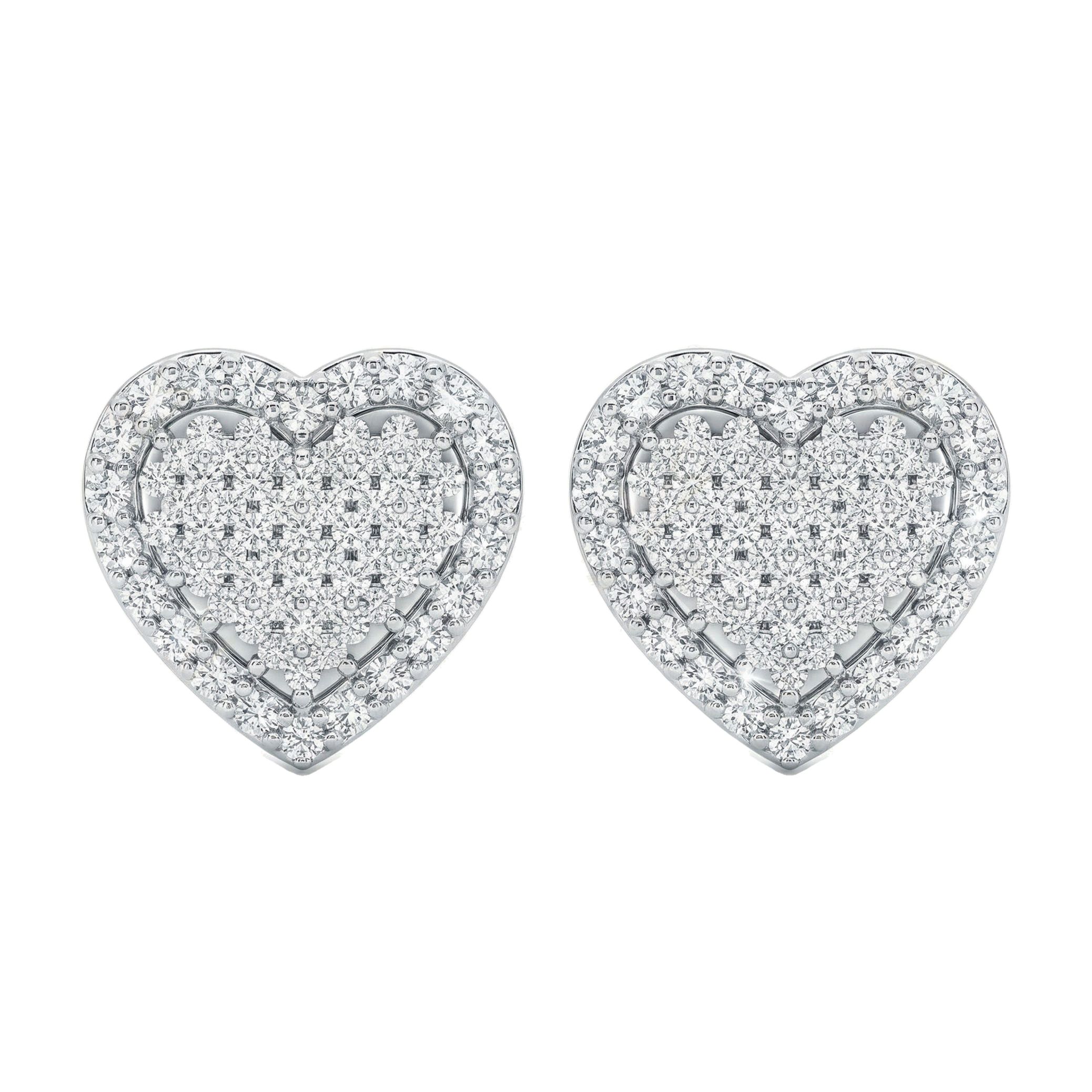 0.85 ct EF VS Lab Grown DIamond Micropave Earrings in 14k White Gold 330946