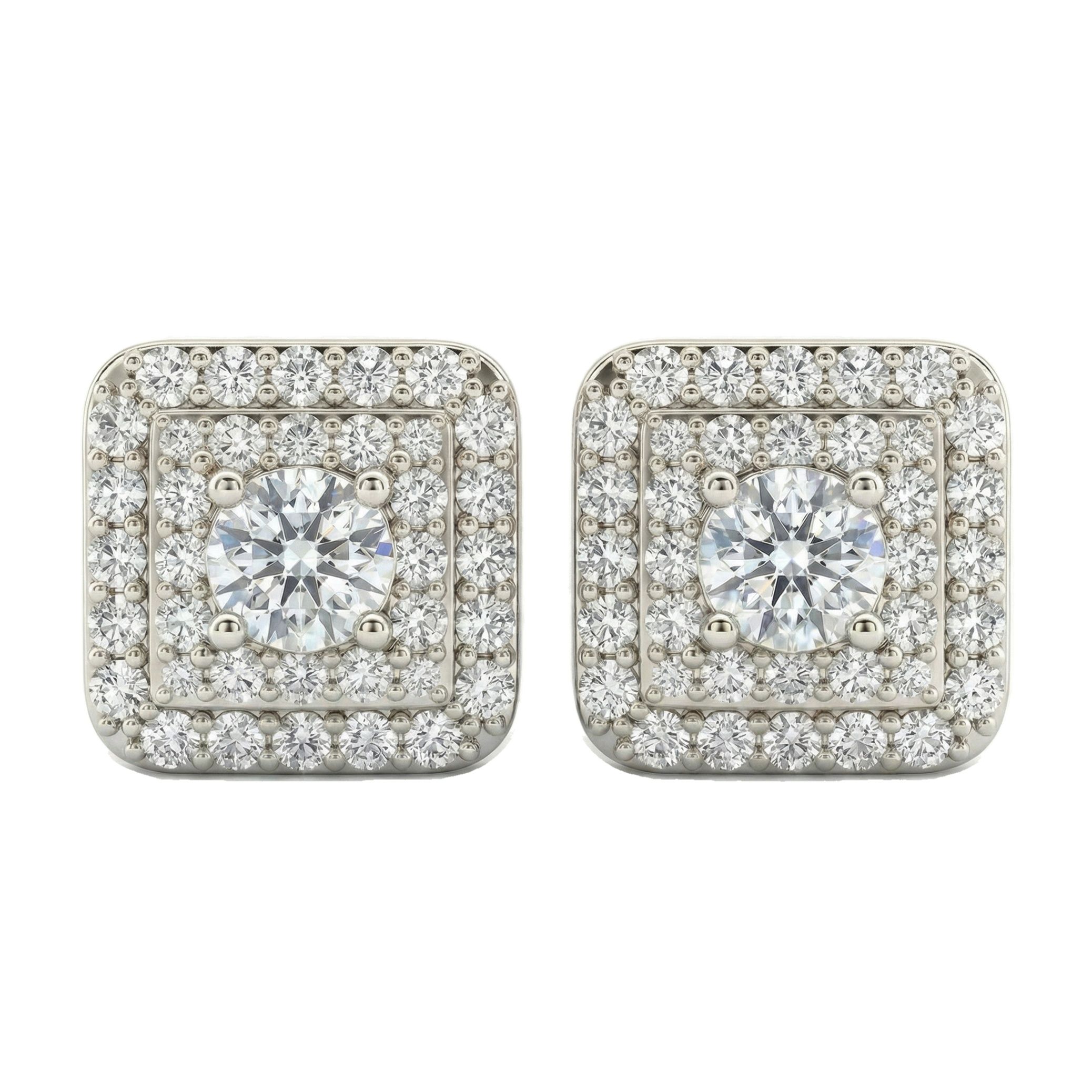 4.30 ct EF VS Lab Grown DIamond Halo Earrings in 10k White Gold 331760