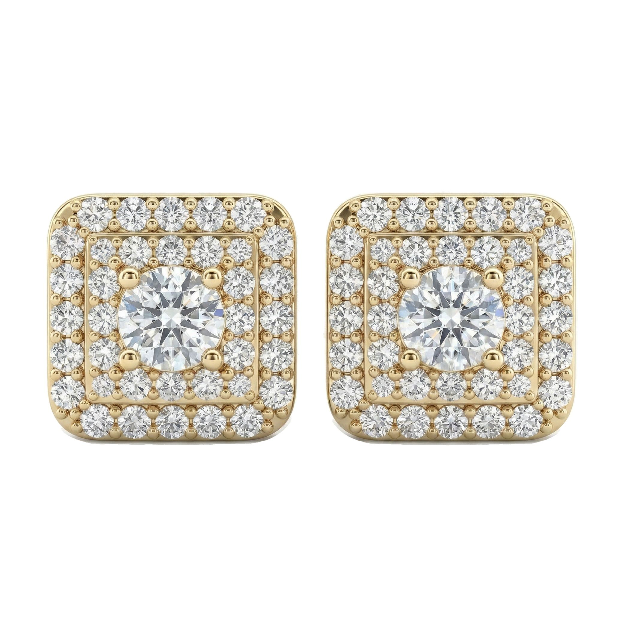 4.30 ct EF VS Lab Grown DIamond Halo Earrings in 10k Yellow Gold 331760