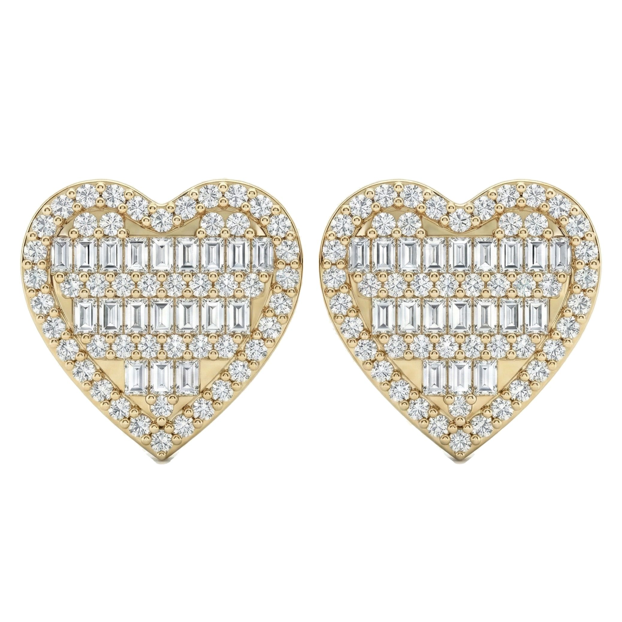 1.15 ct EF VS Lab Grown DIamond Heart Earrings in 10k Yellow Gold 331762