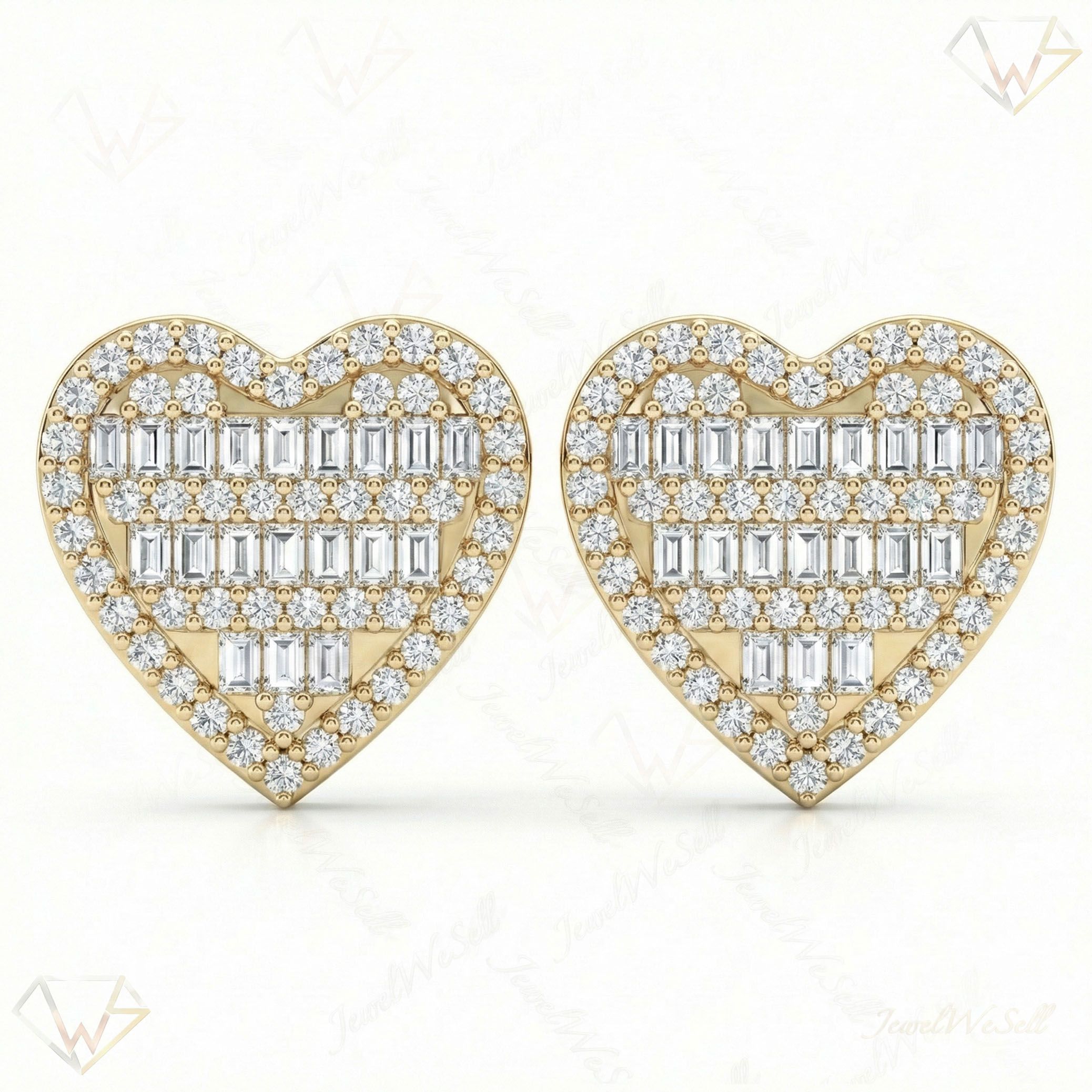 1.15 ct EF VS Lab Grown DIamond Heart Earrings in 14k Yellow Gold 331762