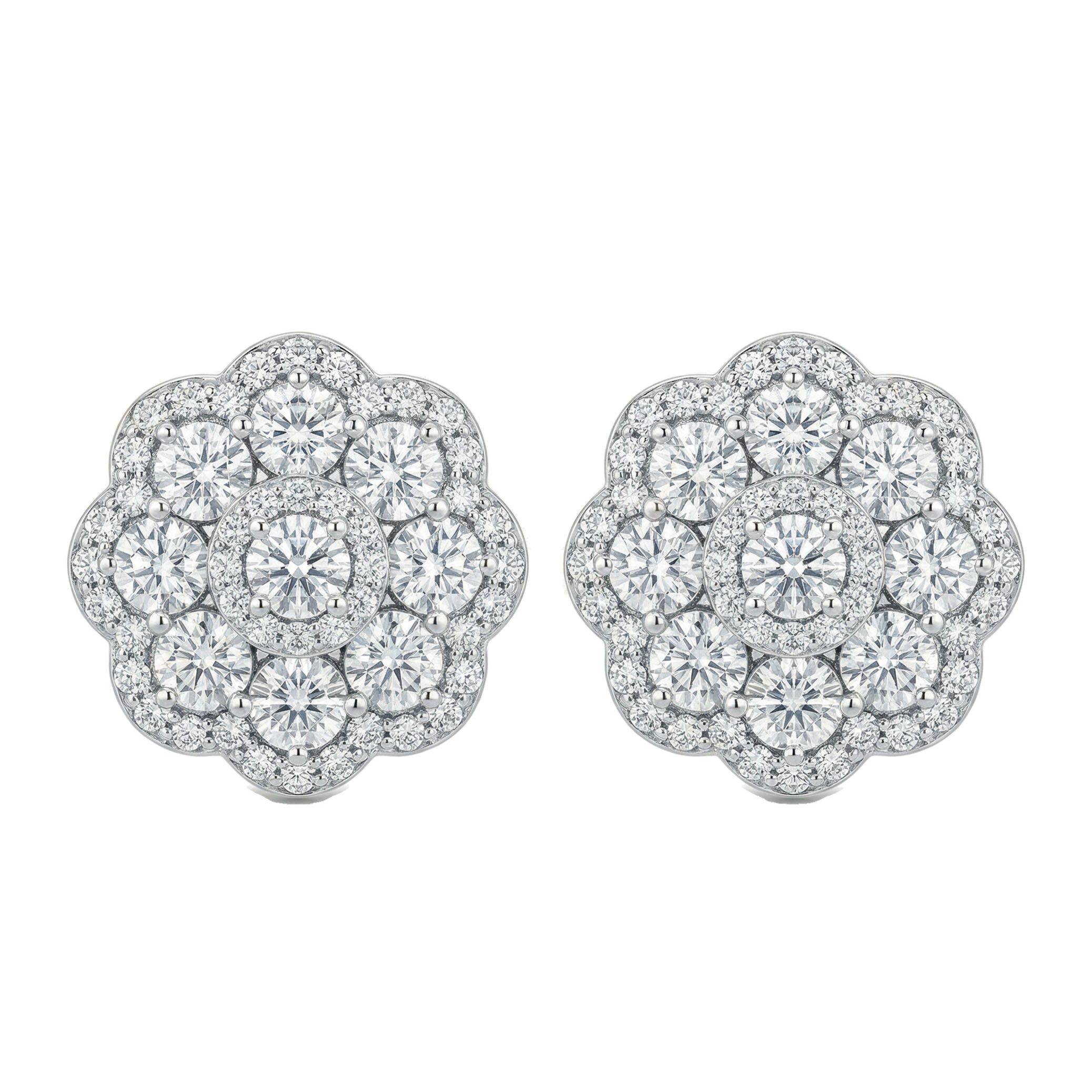 1.50 ct EF VS Lab Grown DIamond Cluster Earrings in 10k White Gold 331765