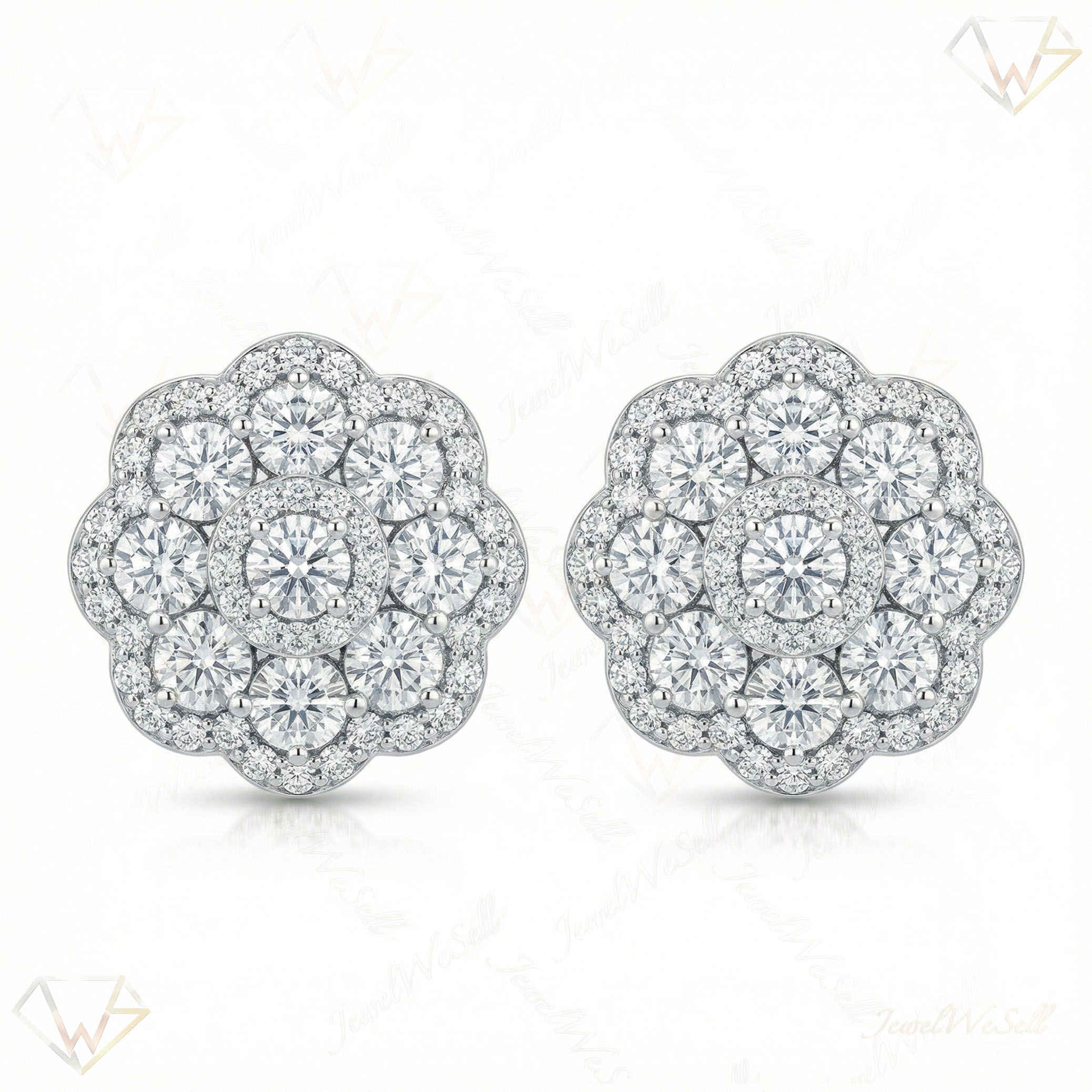 1.50 ct EF VS Lab Grown DIamond Cluster Earrings in 14k White Gold 331765