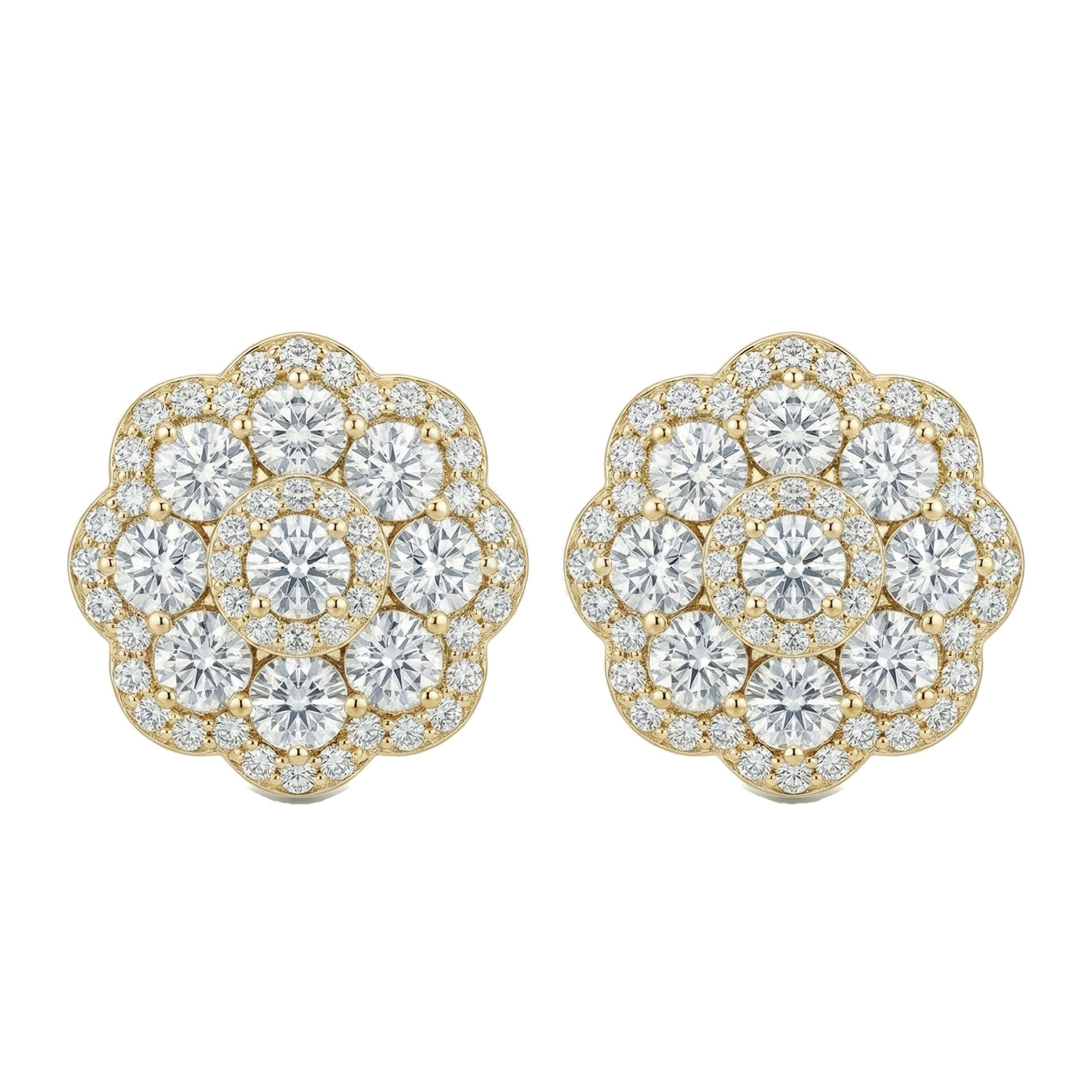 1.50 ct EF VS Lab Grown DIamond Cluster Earrings in 10k Yellow Gold 331765
