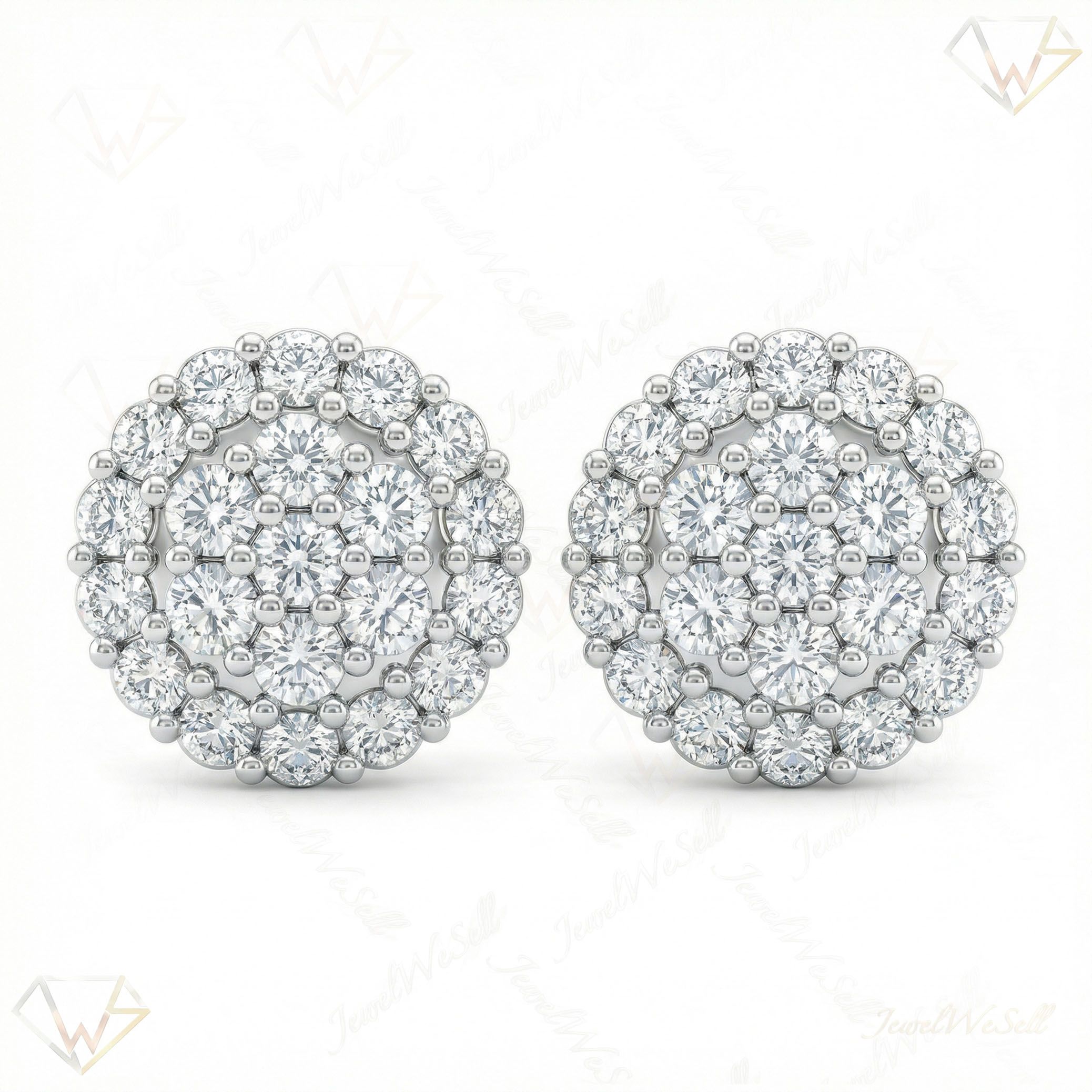 1.60 ct EF VS Lab Grown DIamond Cluster Earrings in 14k White Gold 331768