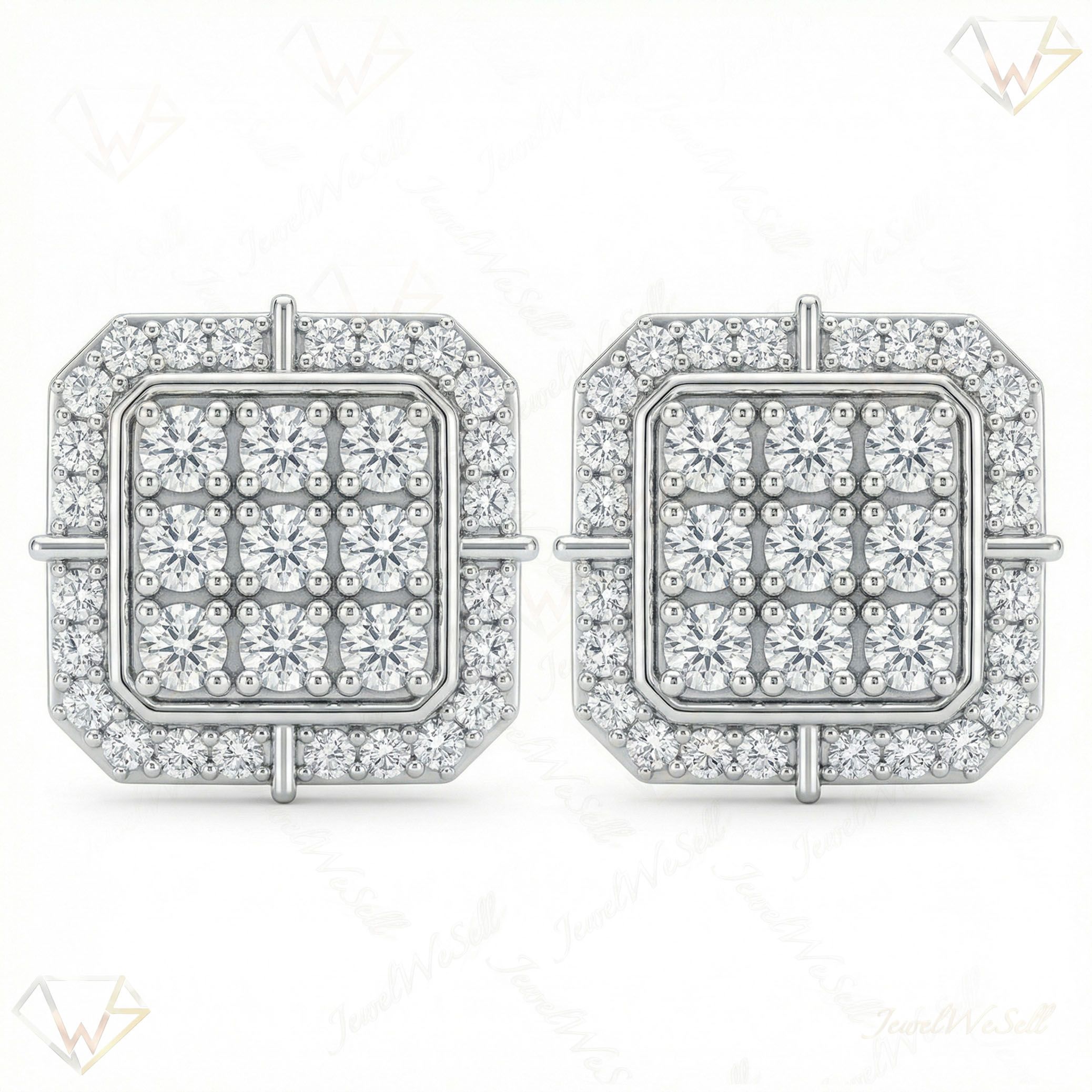 1.00 ct EF VS Lab Grown DIamond Micropave Earrings in 14k White Gold 331769