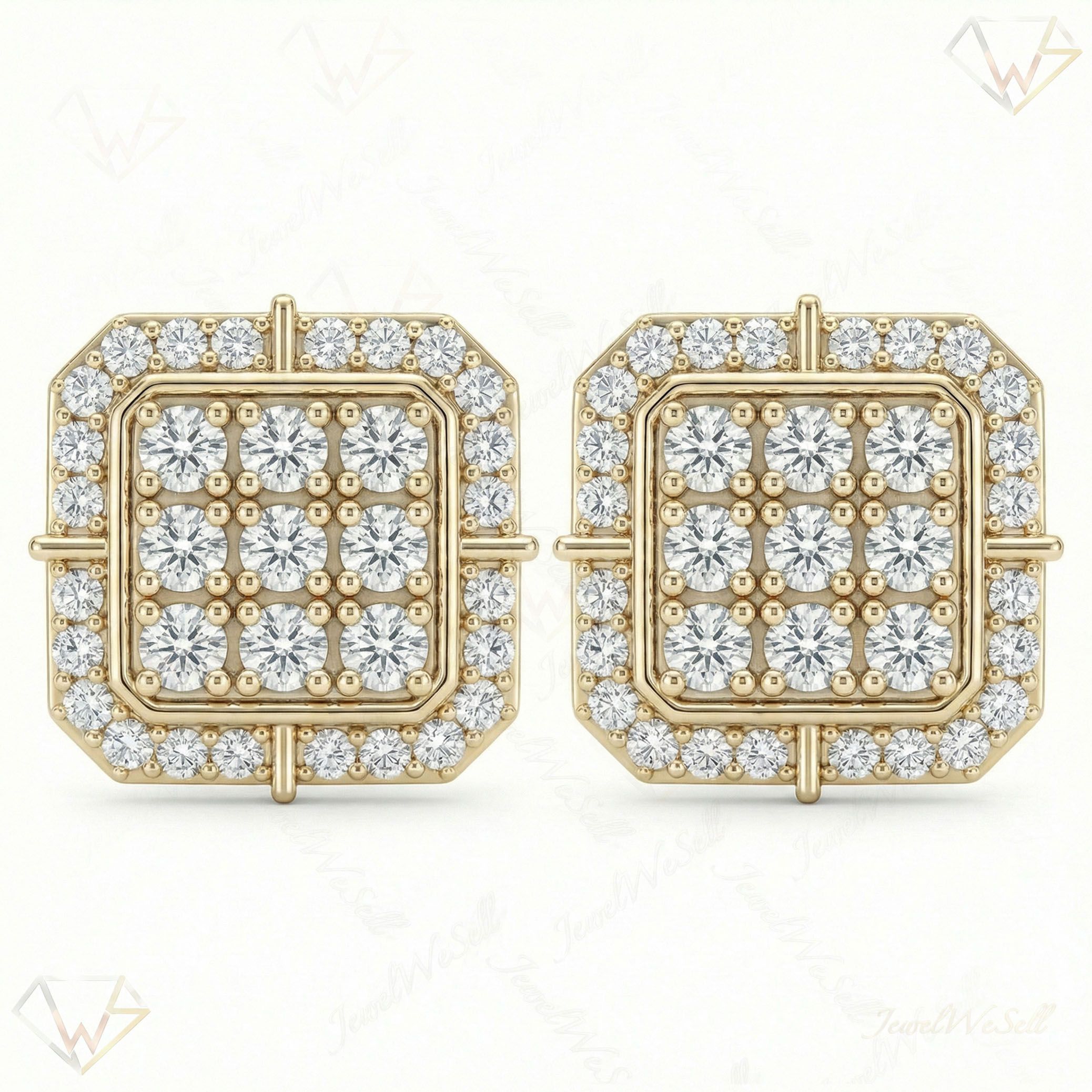 1.00 ct EF VS Lab Grown DIamond Micropave Earrings in 10k Yellow Gold 331769