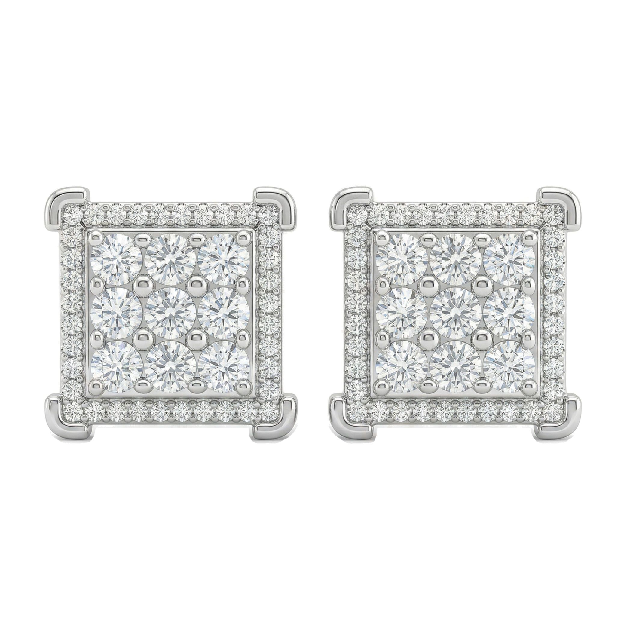 0.90 ct EF VS Lab Grown DIamond Cluster Earrings in 14k White Gold 331770