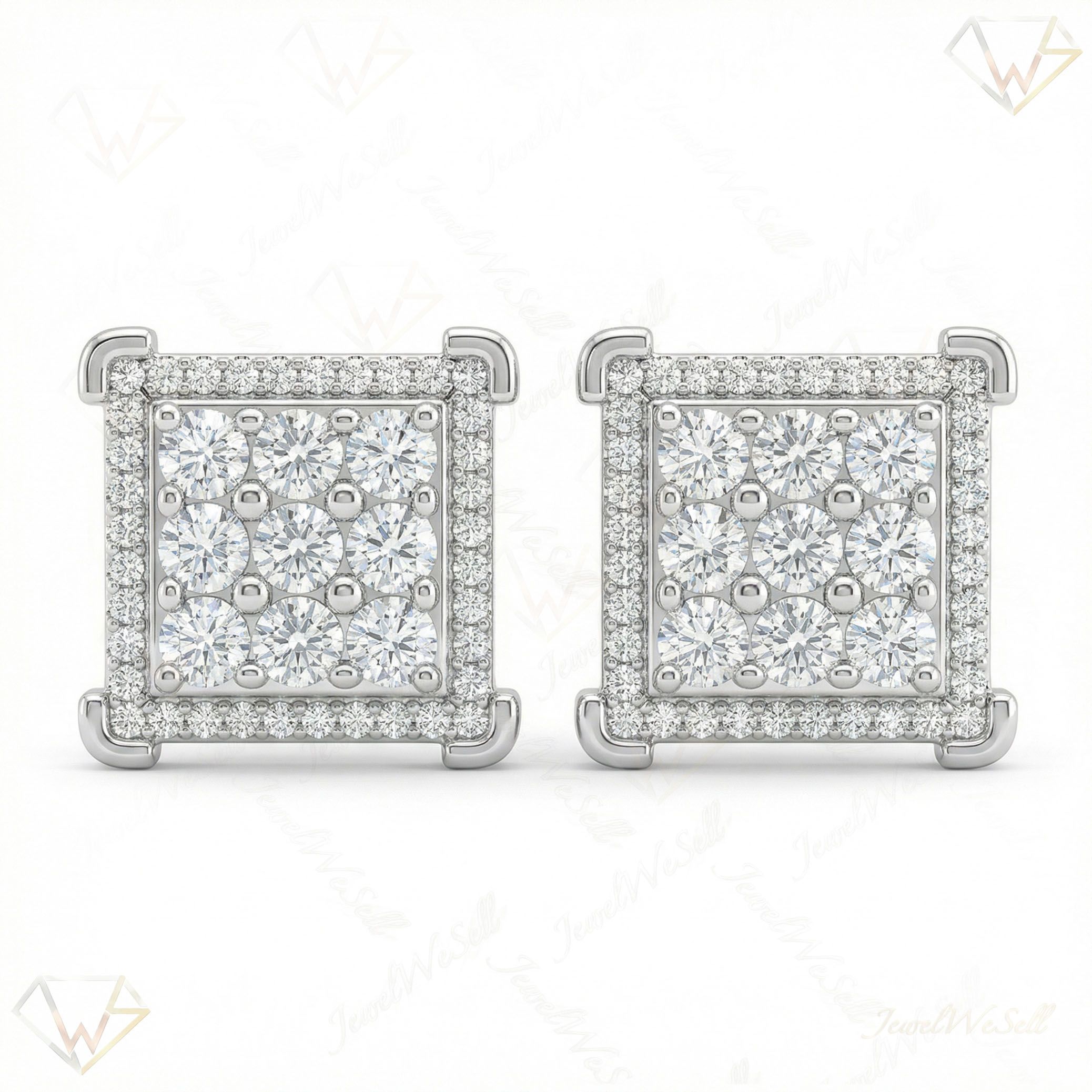 0.90 ct EF VS Lab Grown DIamond Cluster Earrings in 10k White Gold 331770