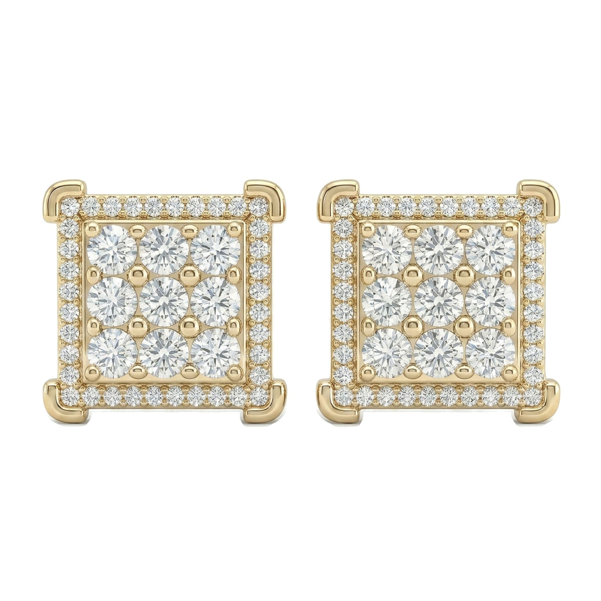 0.90 ct EF VS Lab Grown DIamond Cluster Earrings in 10k Yellow Gold 331770