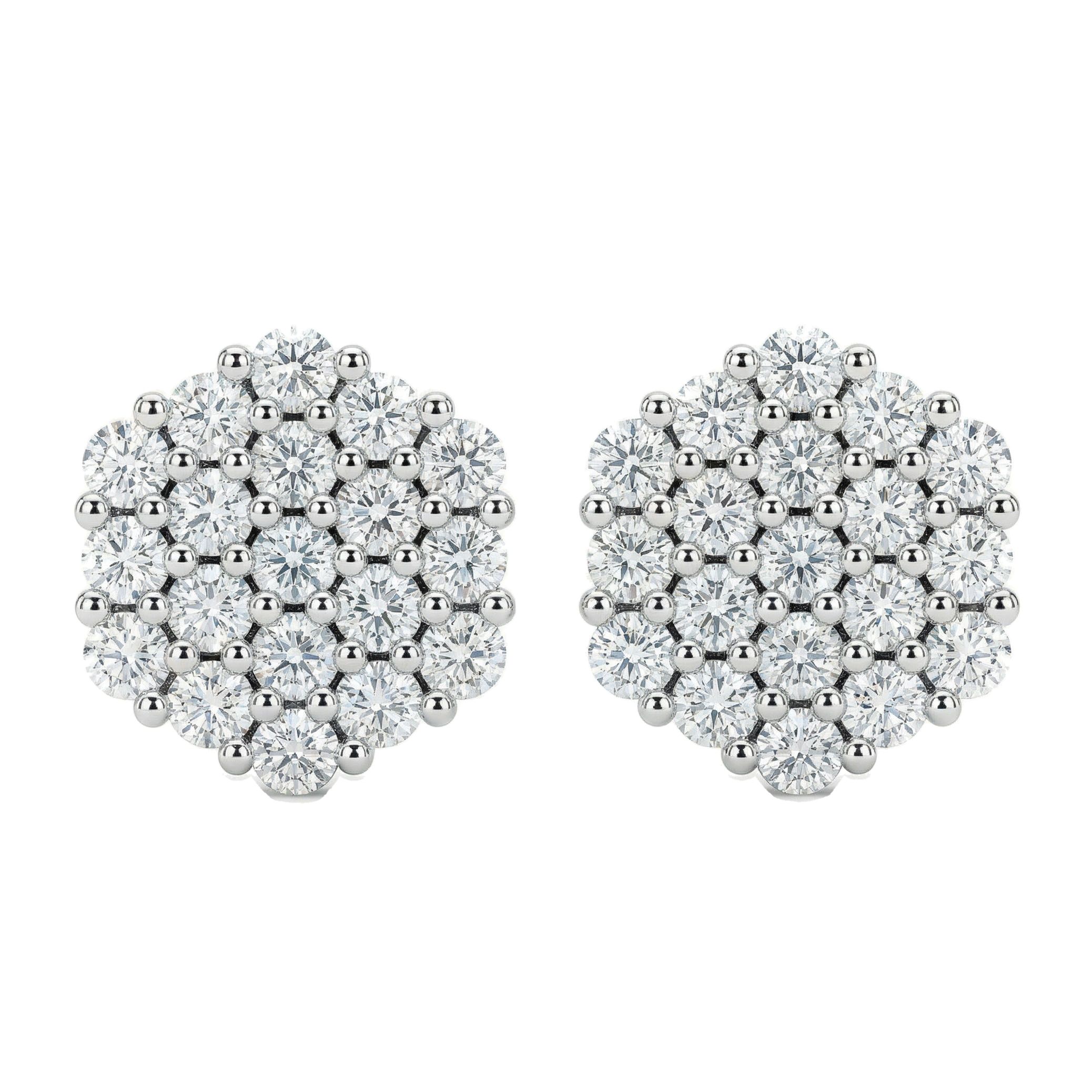 1.00 ct EF VS Lab Grown DIamond Cluster Earrings in 14k White Gold 331779