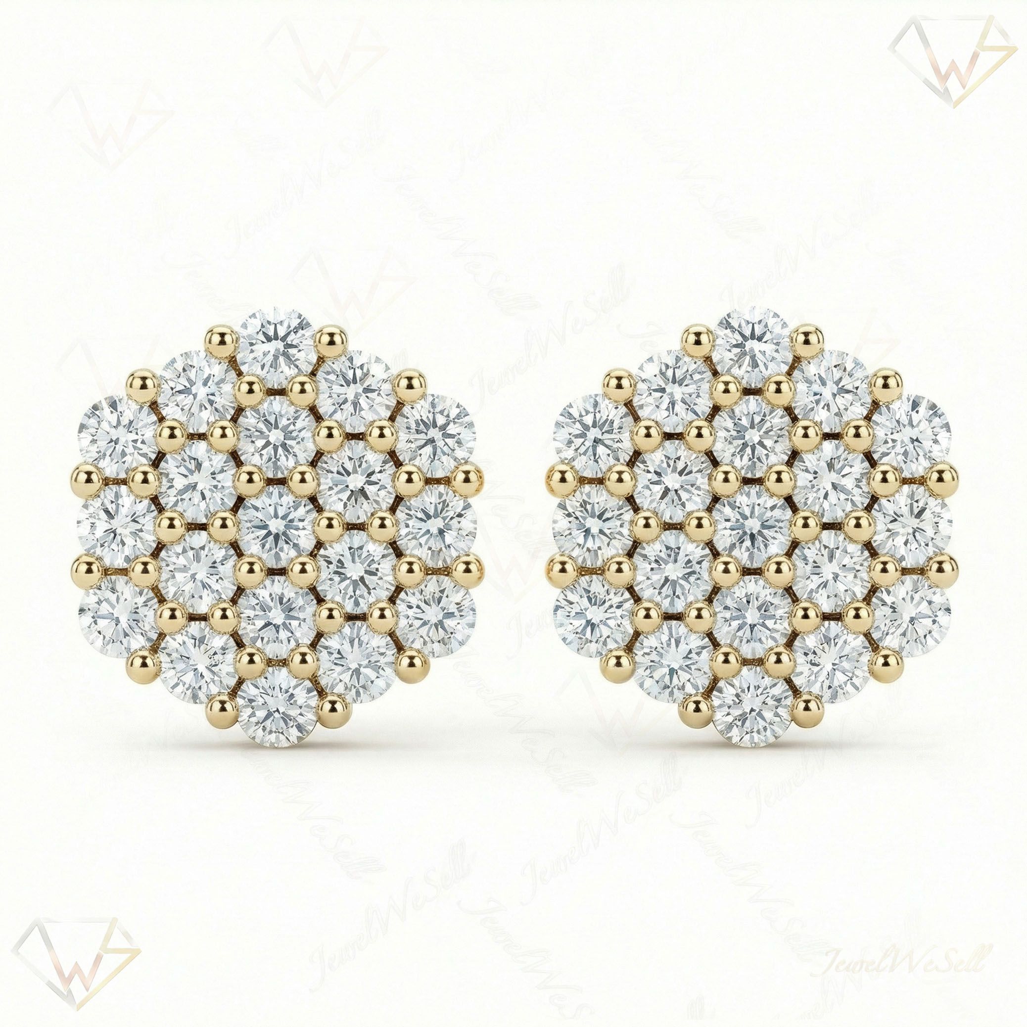 1.00 ct EF VS Lab Grown DIamond Cluster Earrings in 14k Yellow Gold 331779