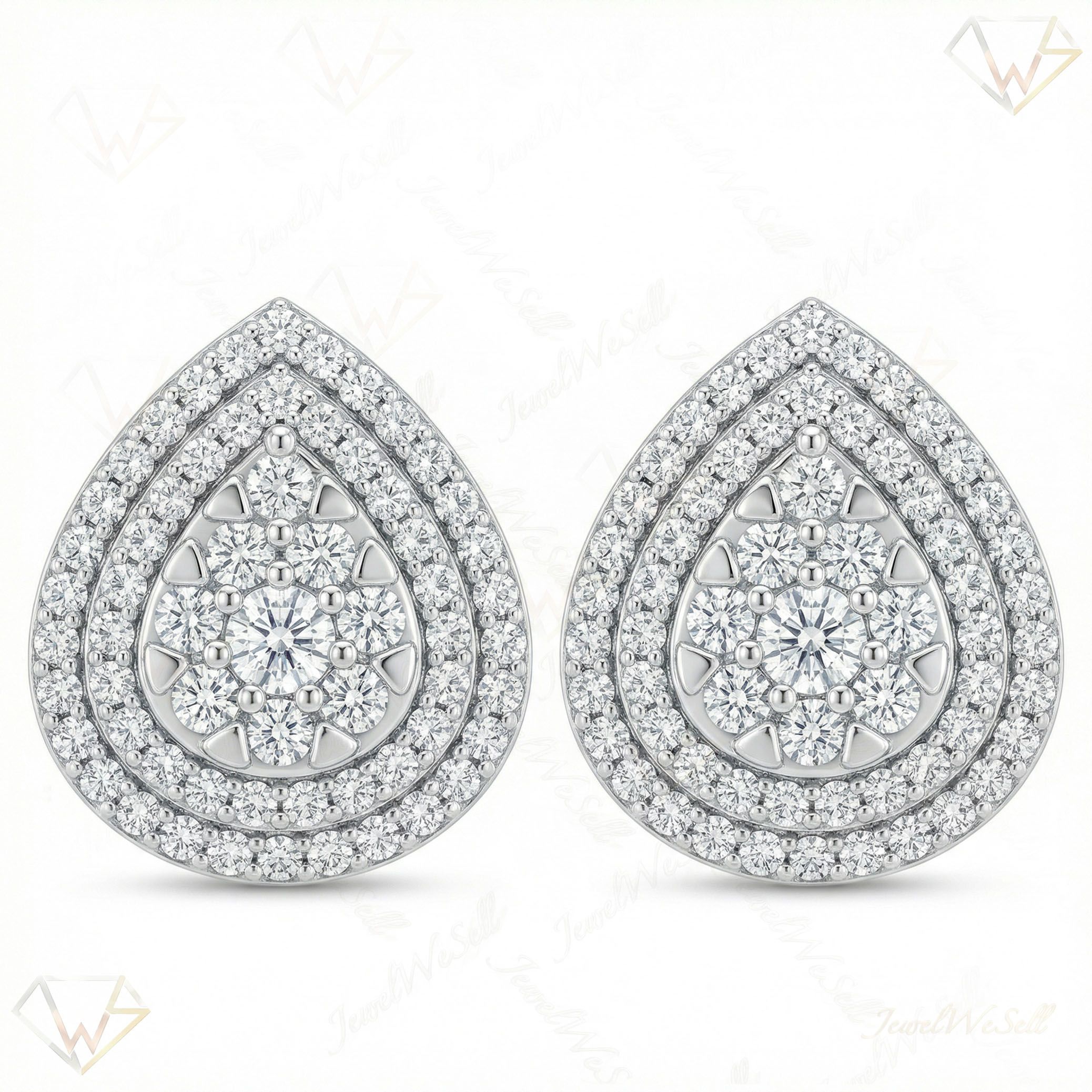 0.65 ct EF VS Moissanite Halo Earrings in 925 Sterling Silver 331783