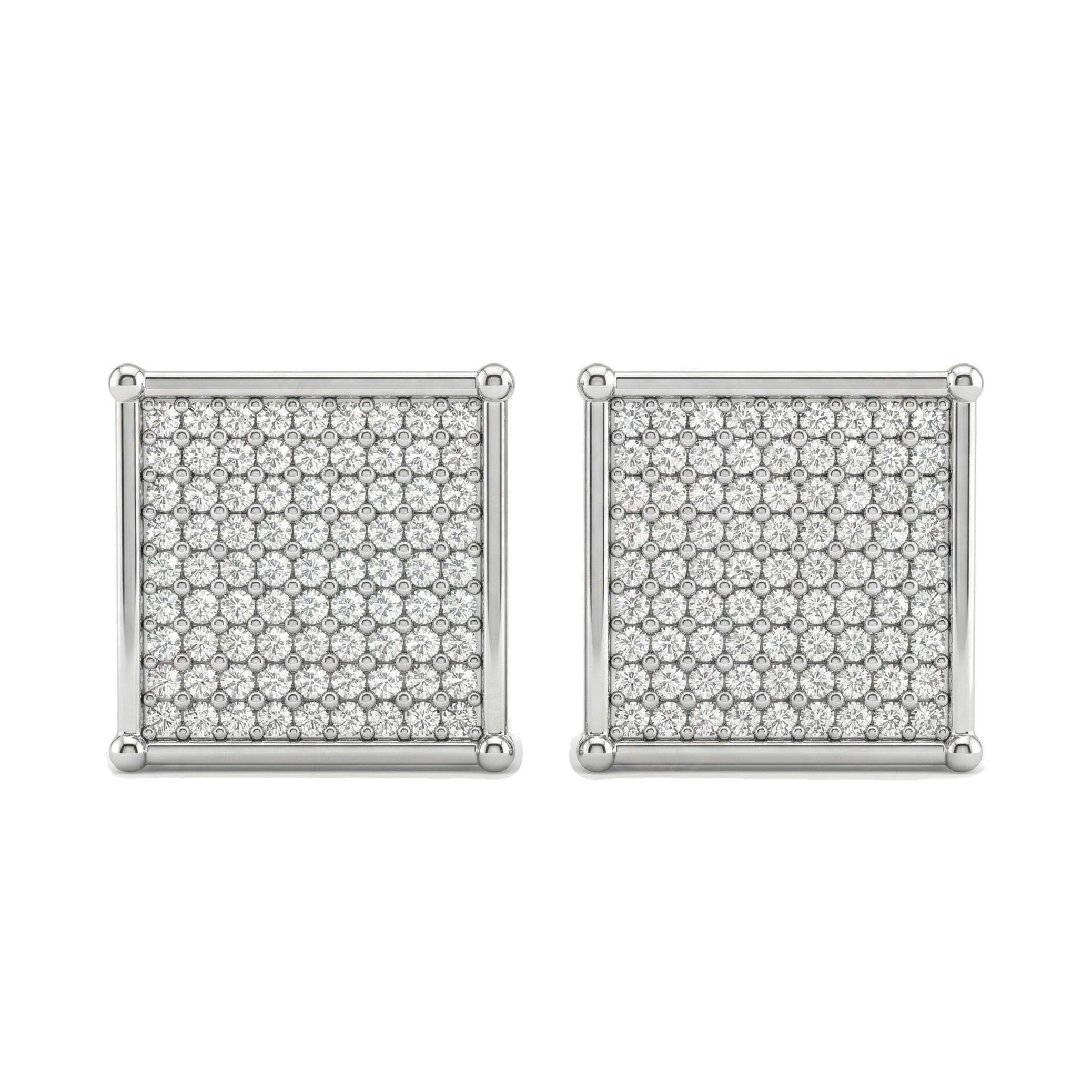 0.70 ct EF VS Lab Grown DIamond Micropave Earrings in 14k White Gold 331803