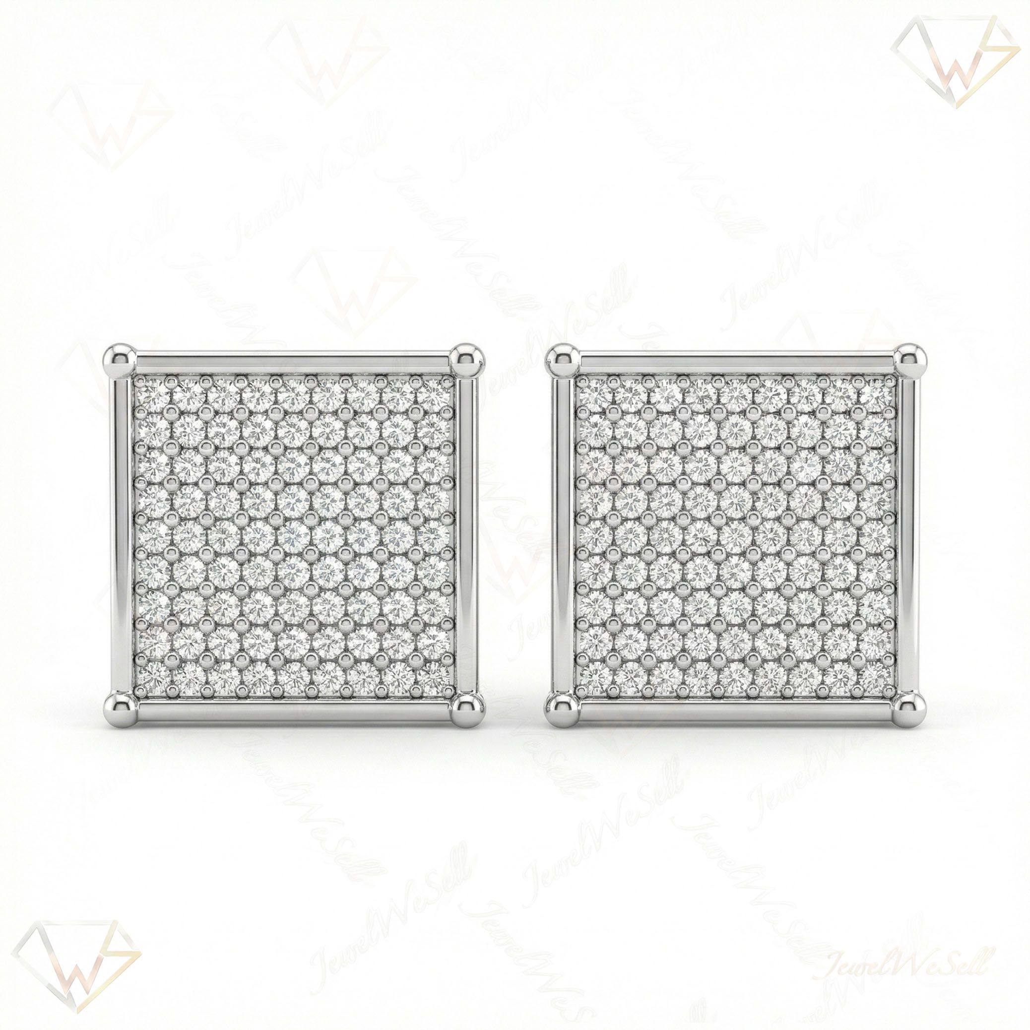 0.70 ct EF VS Moissanite Micropave Earrings in 925 Sterling Silver 331803
