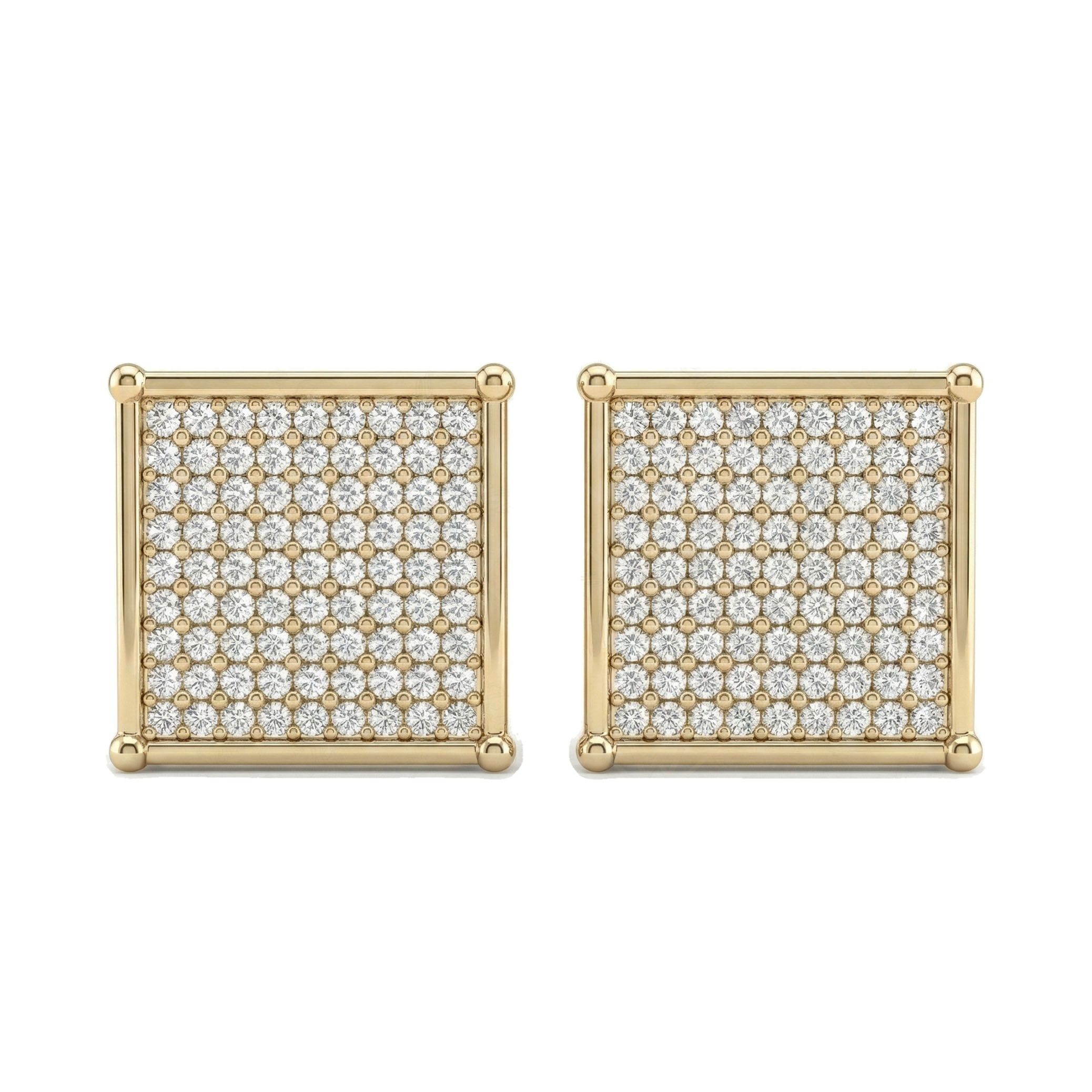 0.70 ct EF VS Lab Grown DIamond Micropave Earrings in 10k Yellow Gold 331803