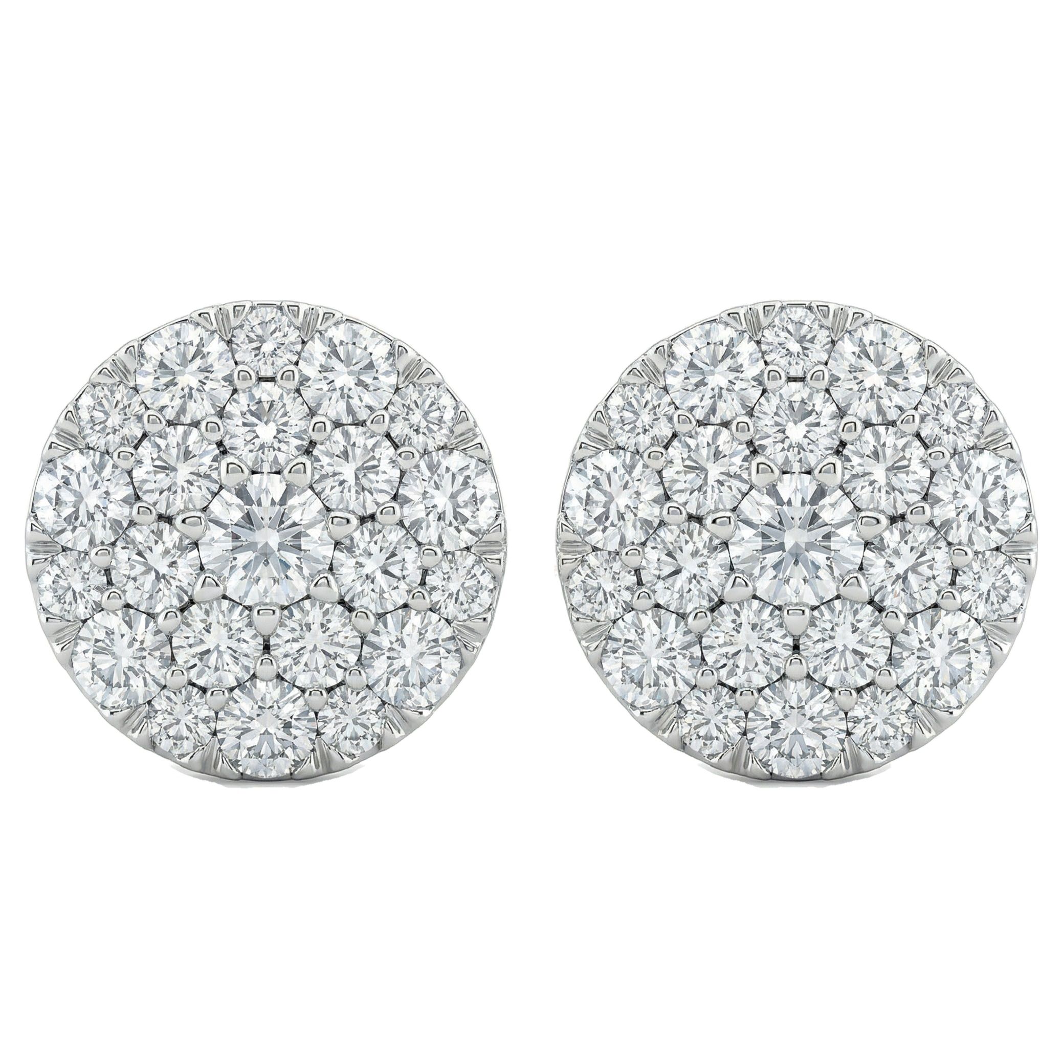 2.15 ct EF VS Lab Grown DIamond Cluster Earrings in 14k White Gold 331805