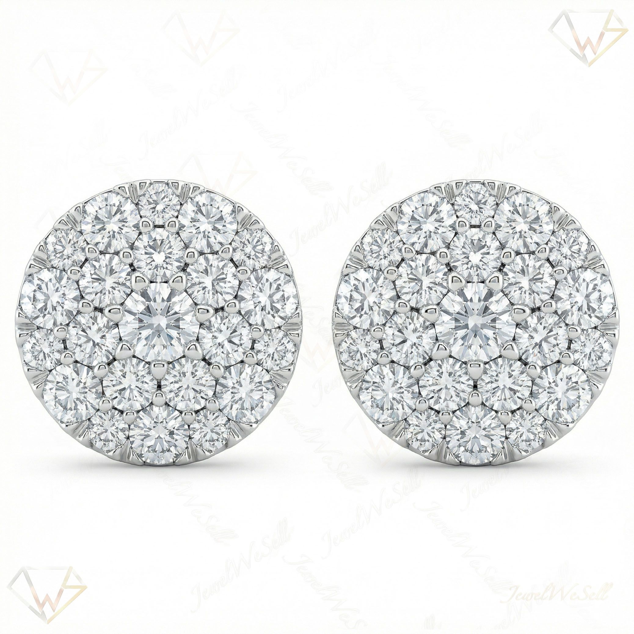 2.15 ct EF VS Lab Grown DIamond Cluster Earrings in 10k White Gold 331805
