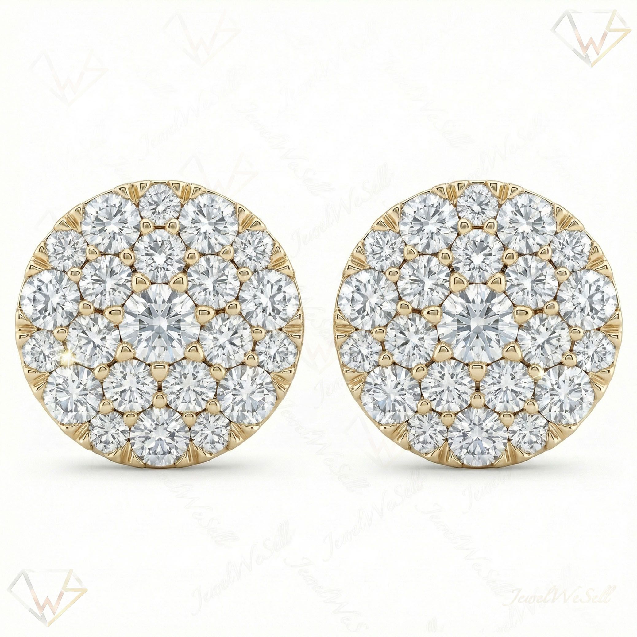 2.15 ct EF VS Lab Grown DIamond Cluster Earrings in 10k Yellow Gold 331805