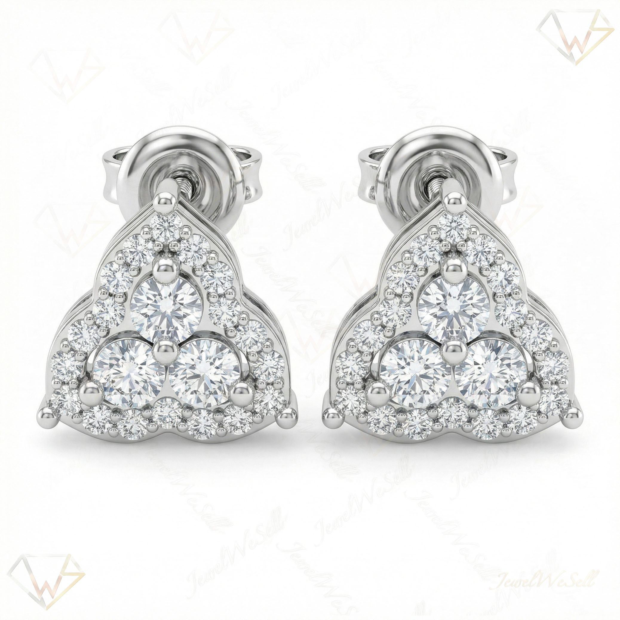 0.40 ct EF VS Moissanite Halo Earrings in 925 Sterling Silver 331823