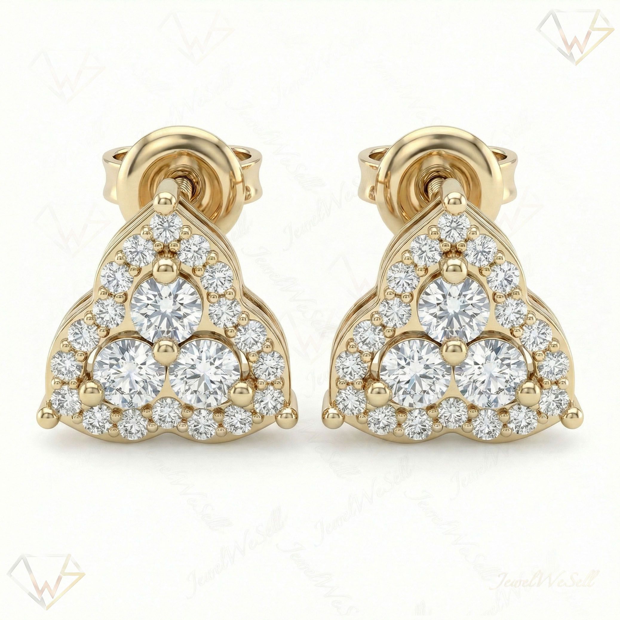 0.40 ct EF VS Lab Grown DIamond Halo Earrings in 10k Yellow Gold 331823