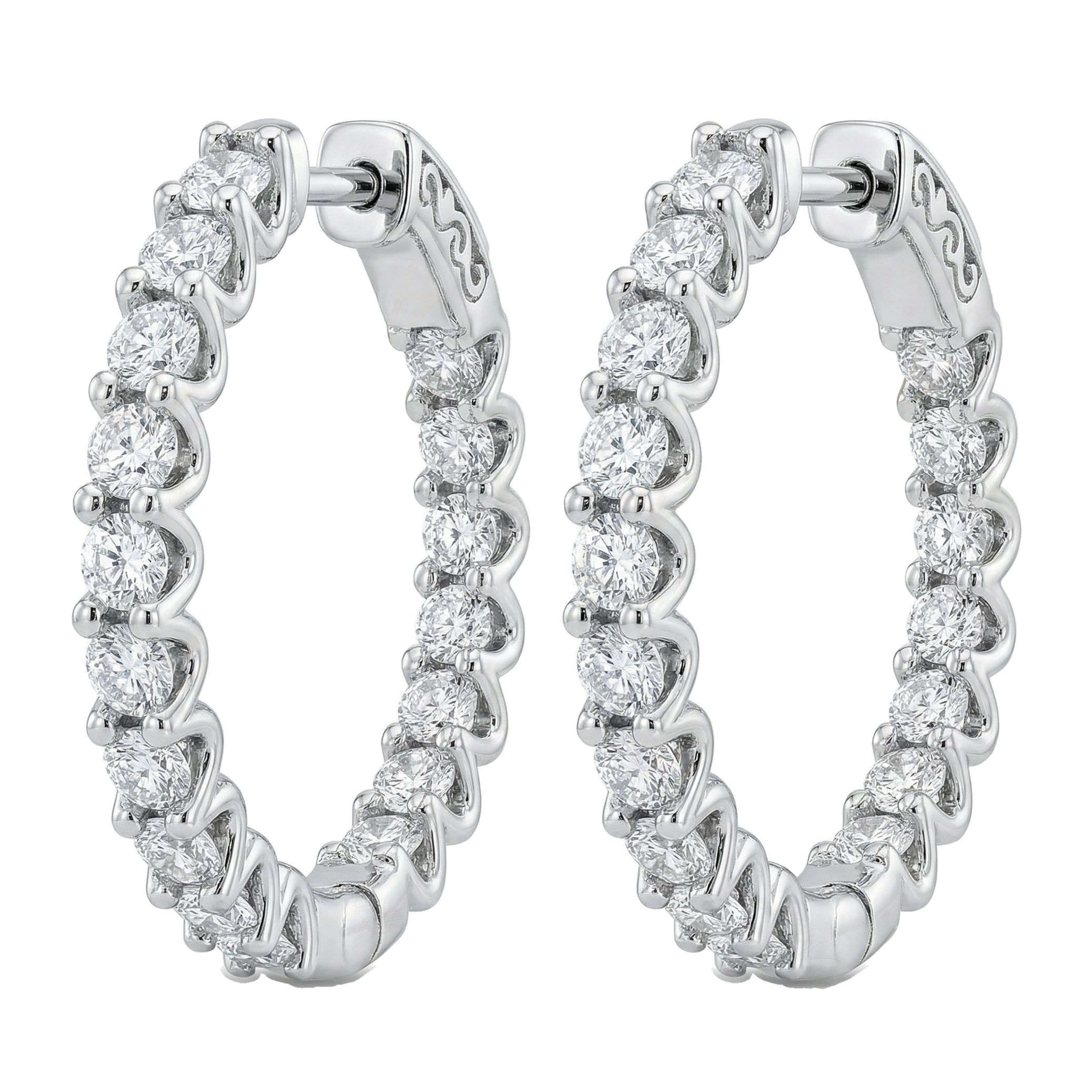 2.30 ct EF VS Lab Grown DIamond Hoops Earrings in 10k White Gold 331841