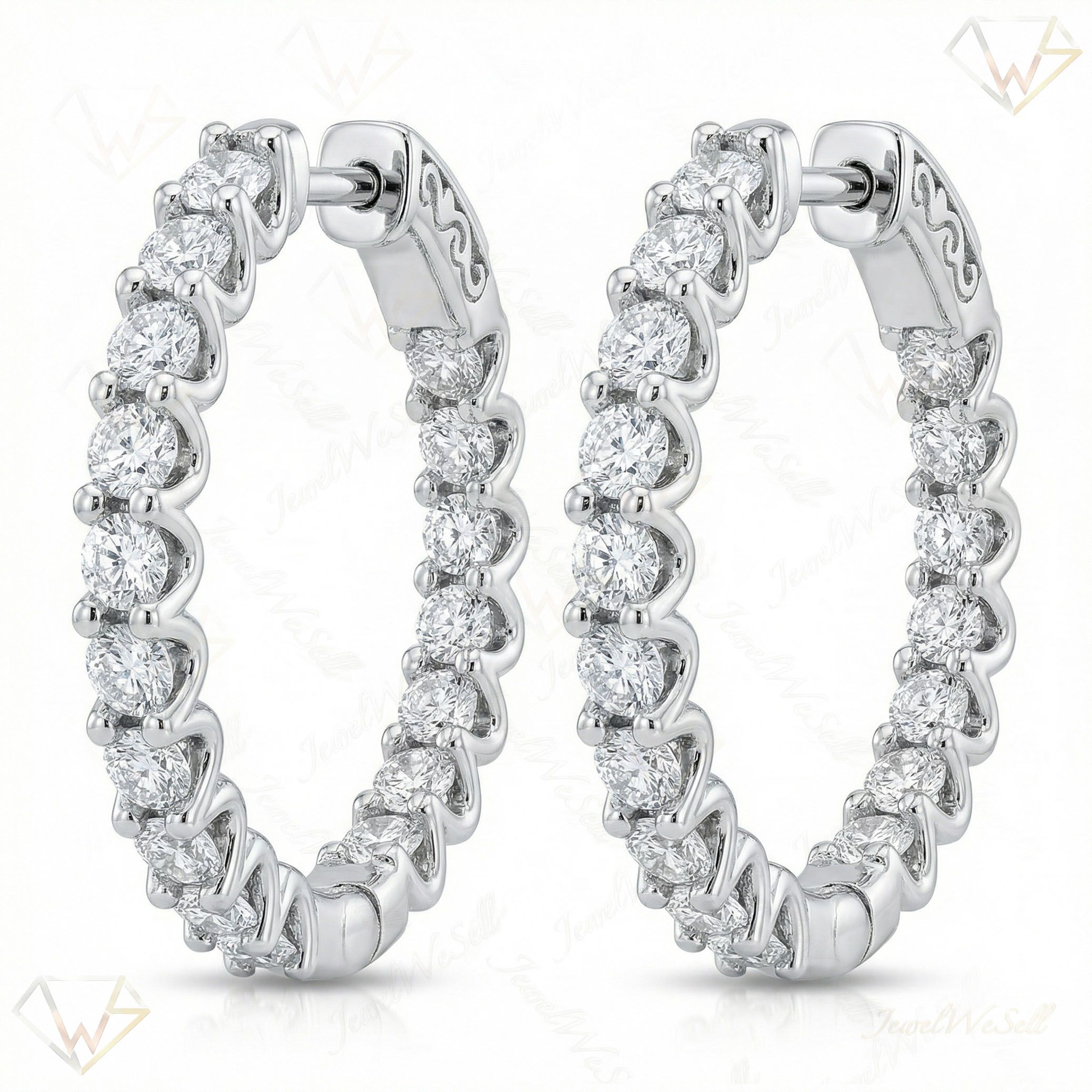 2.30 ct EF VS Lab Grown DIamond Hoops Earrings in 14k White Gold 331841