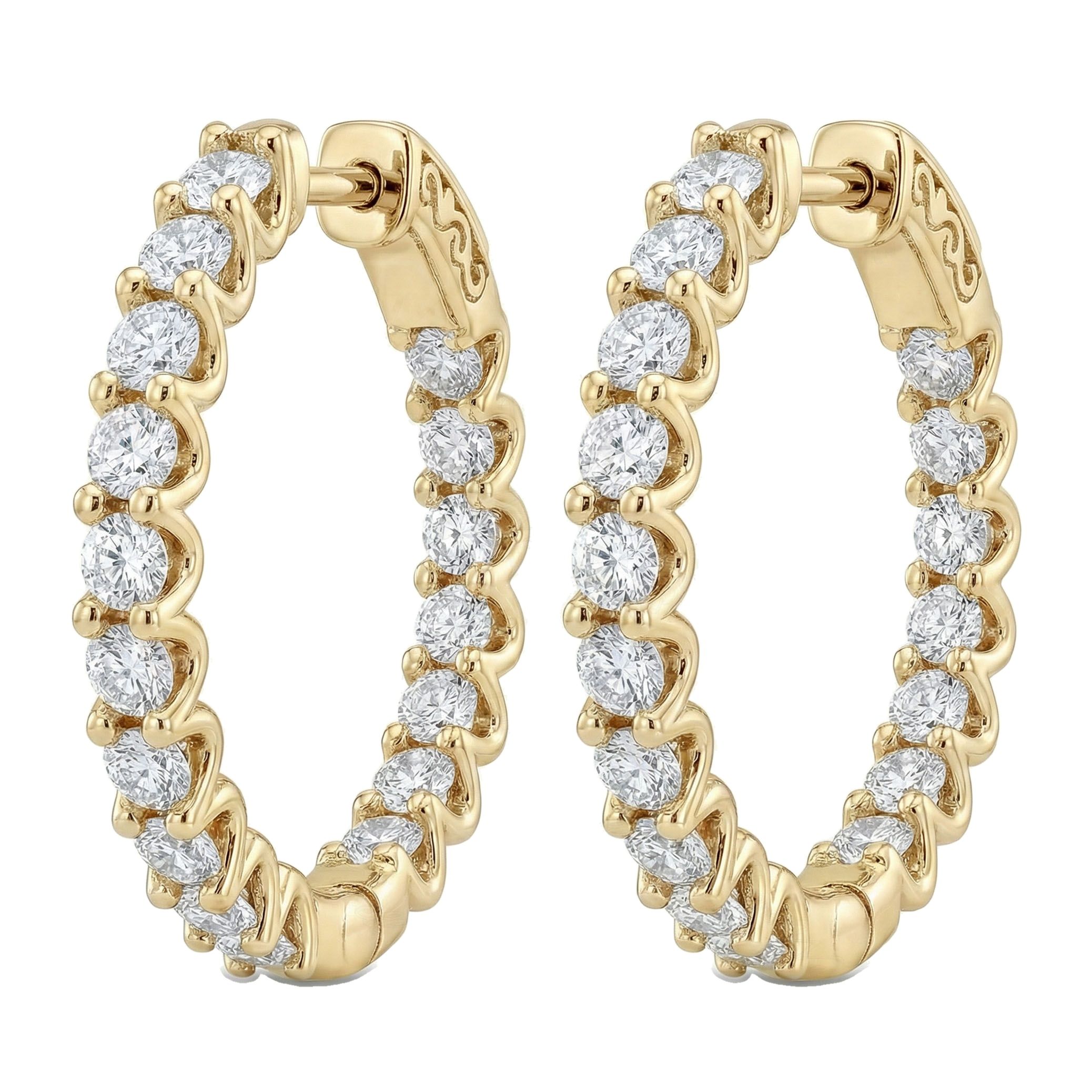 2.30 ct EF VS Lab Grown DIamond Hoops Earrings in 10k Yellow Gold 331841