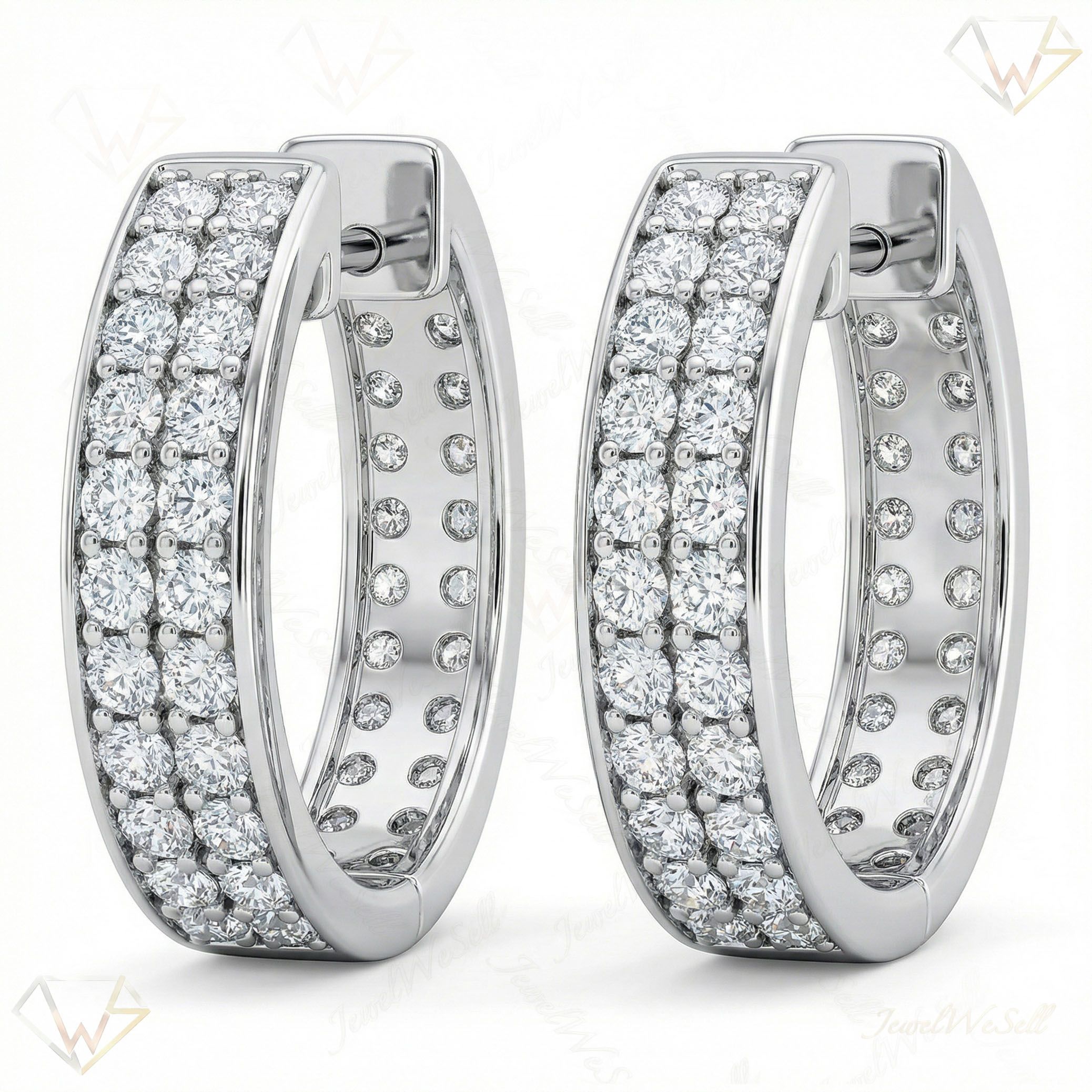 0.75 ct EF VS Lab Grown DIamond Huggies Earrings in 10k White Gold 331842