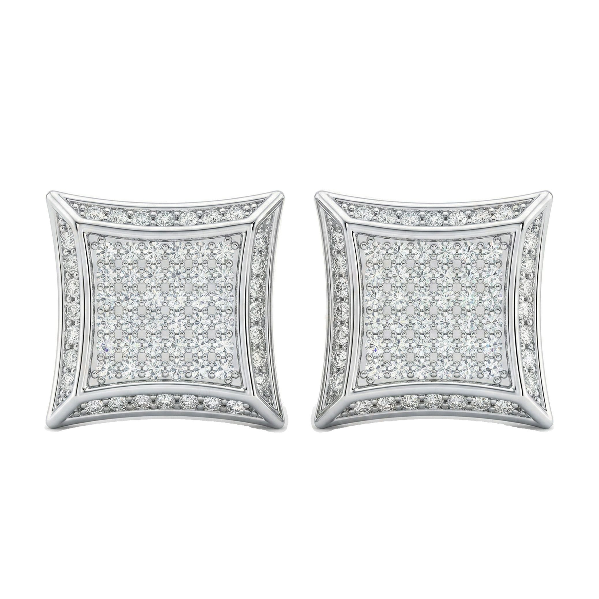 0.80 ct EF VS Moissanite Micropave Earrings in 925 Sterling Silver 4071
