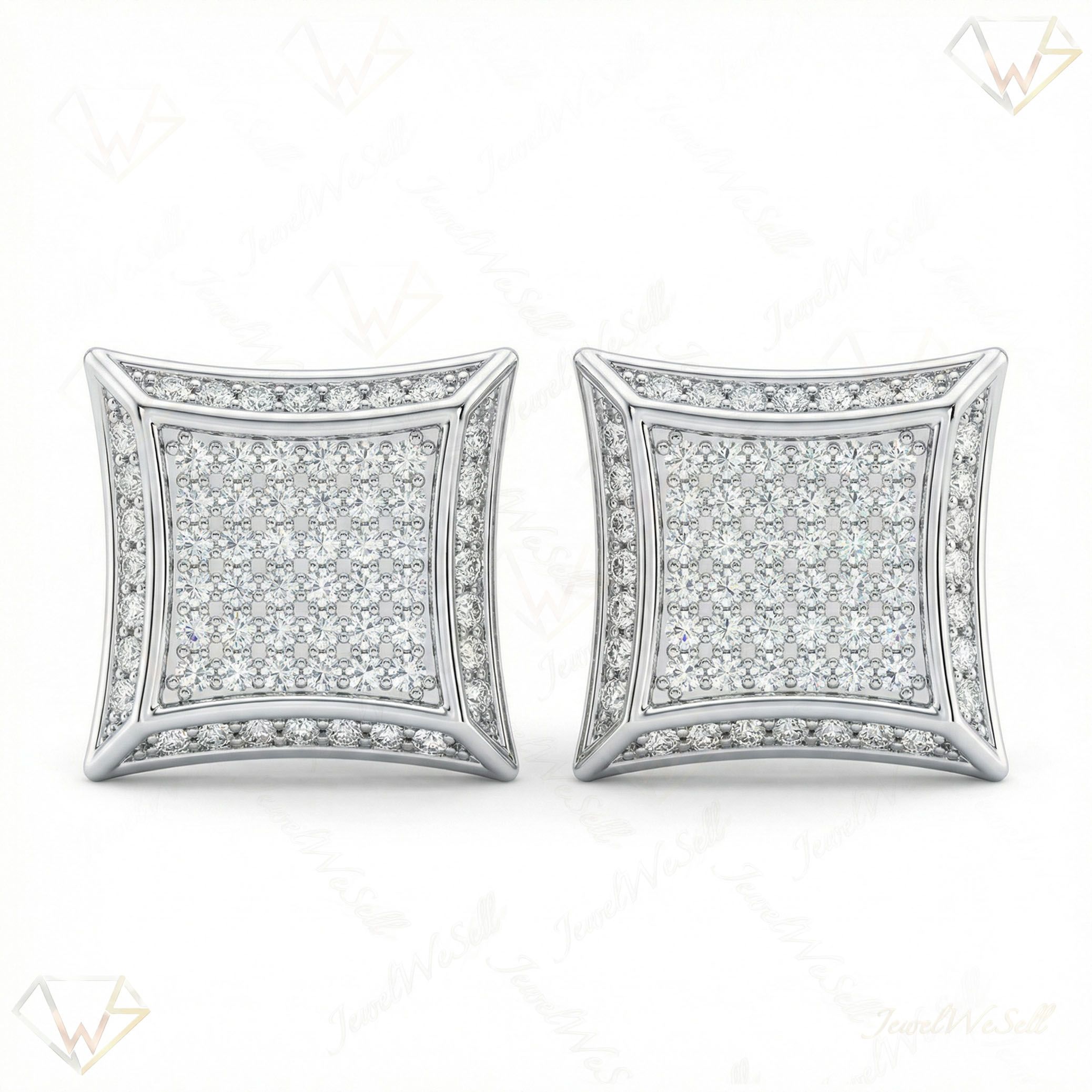 0.80 ct EF VS Lab Grown DIamond Micropave Earrings in 10k White Gold 4071