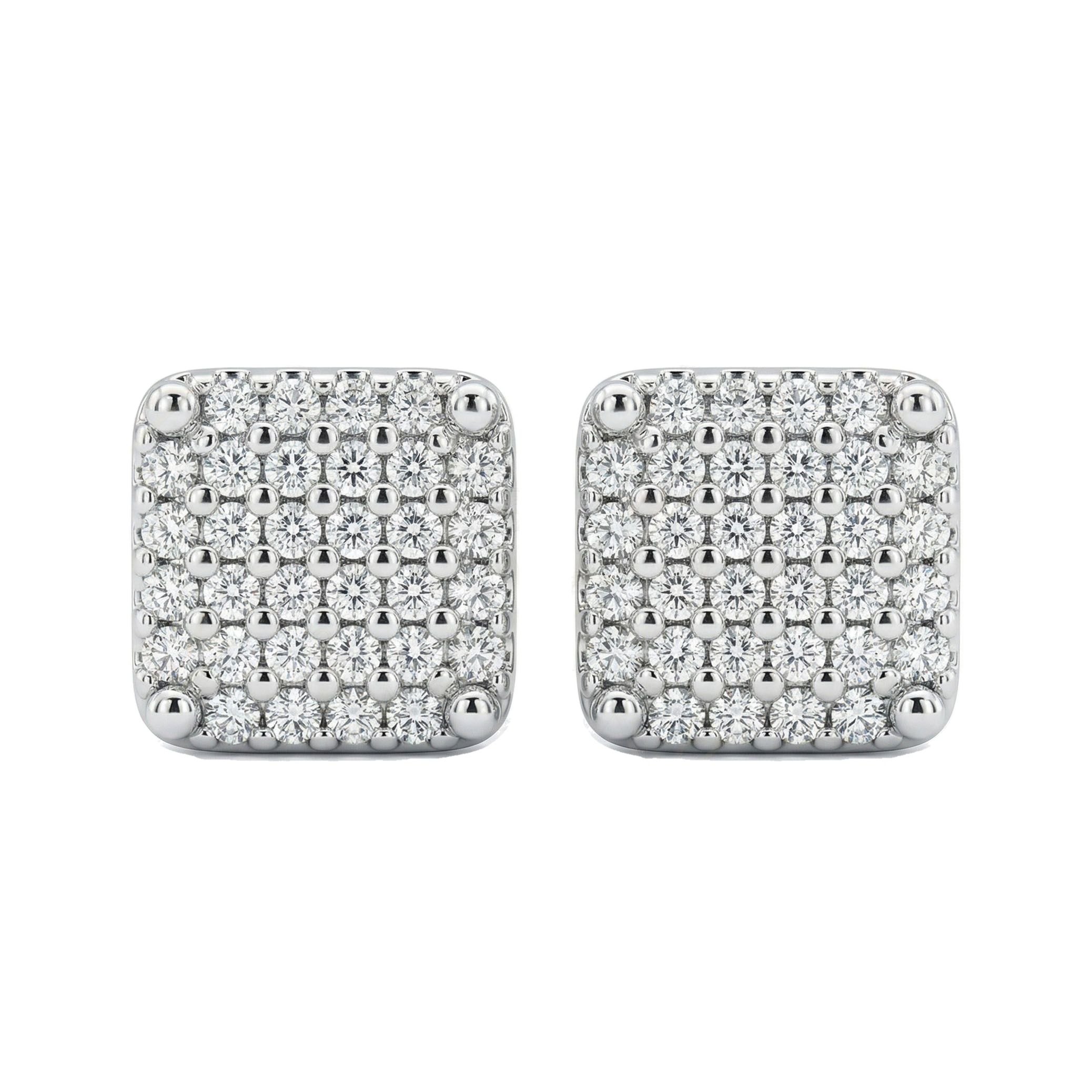 0.70 ct EF VS Moissanite Micropave Earrings in 925 Sterling Silver 4079