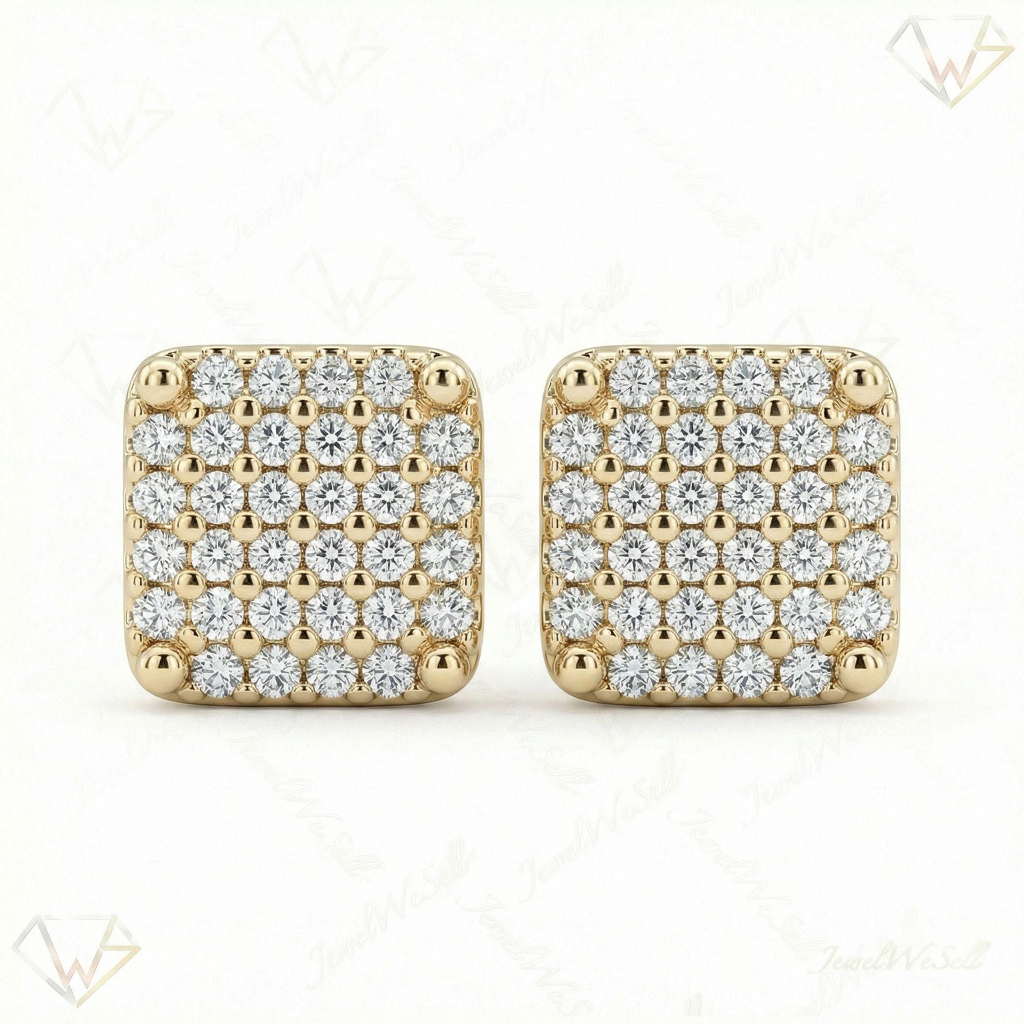 0.70 ct EF VS Lab Grown DIamond Micropave Earrings in 10k Yellow Gold 4079