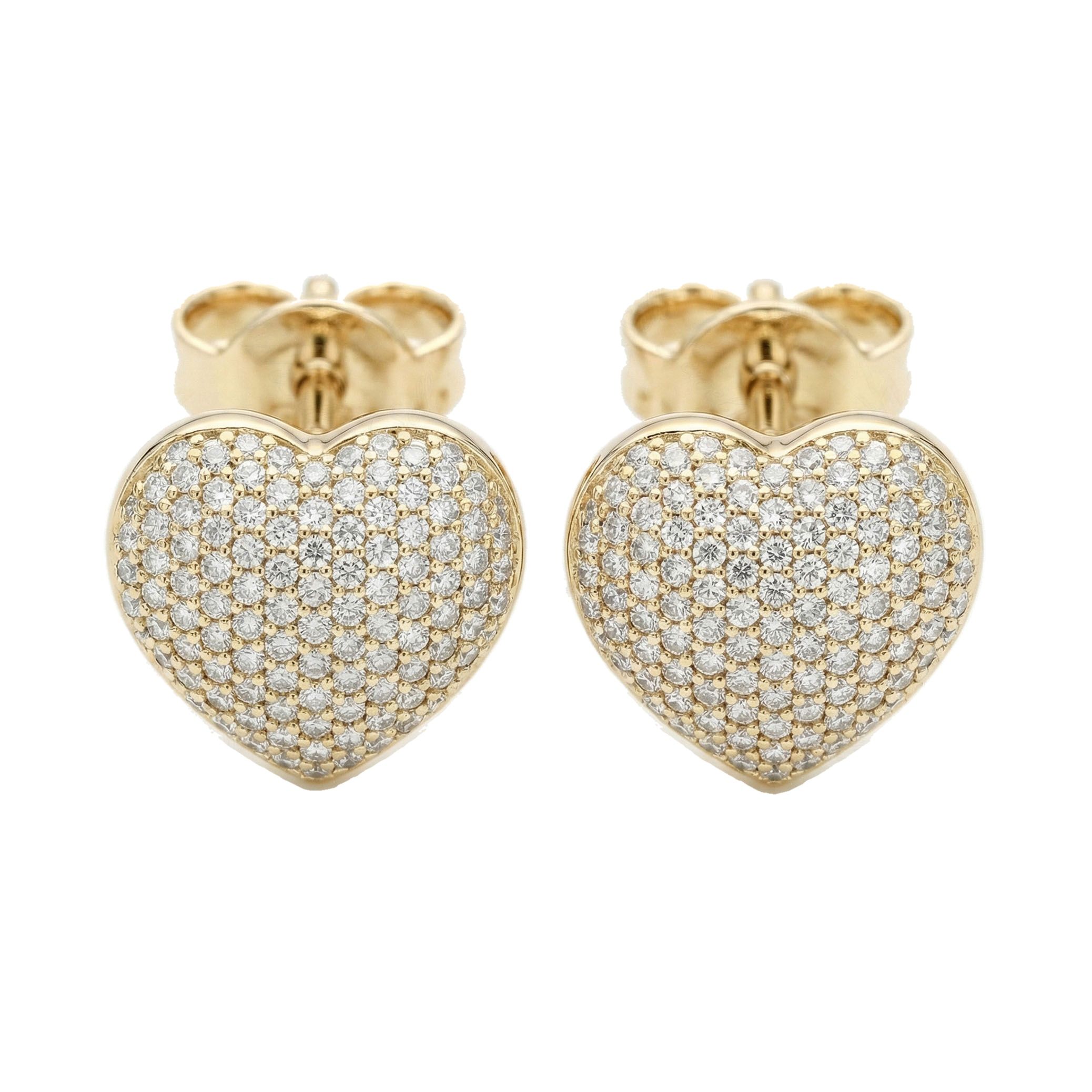 0.90 ct EF VS Lab Grown DIamond Micropave Earrings in 10k Yellow Gold 4080