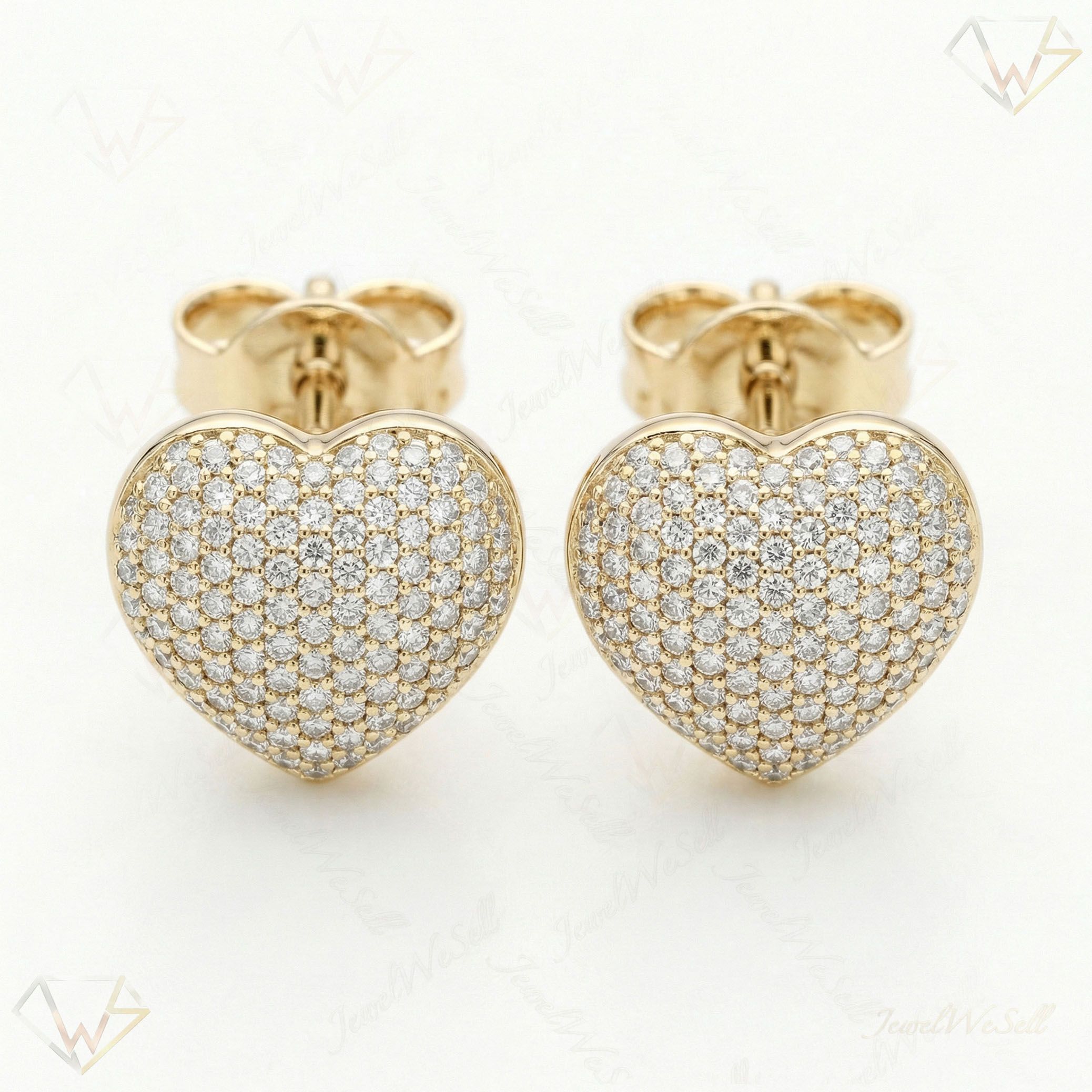 0.90 ct EF VS Lab Grown DIamond Micropave Earrings in 14k Yellow Gold 4080