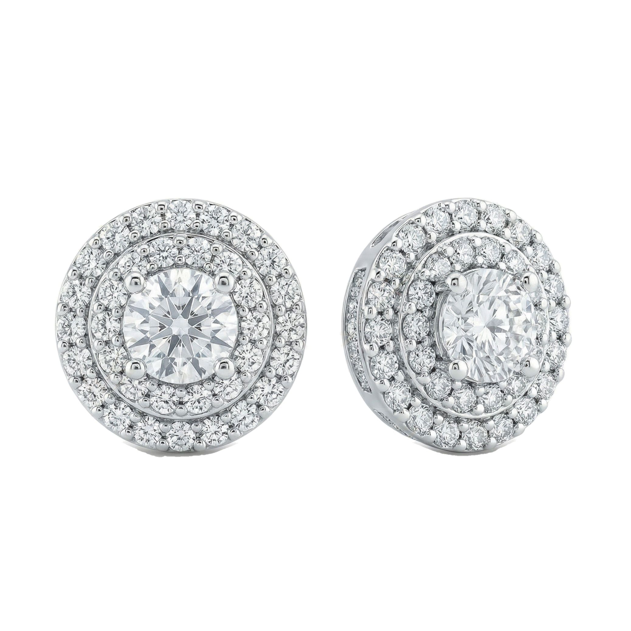 0.85 ct EF VS Lab Grown DIamond Circle Earrings in 14k White Gold 6839