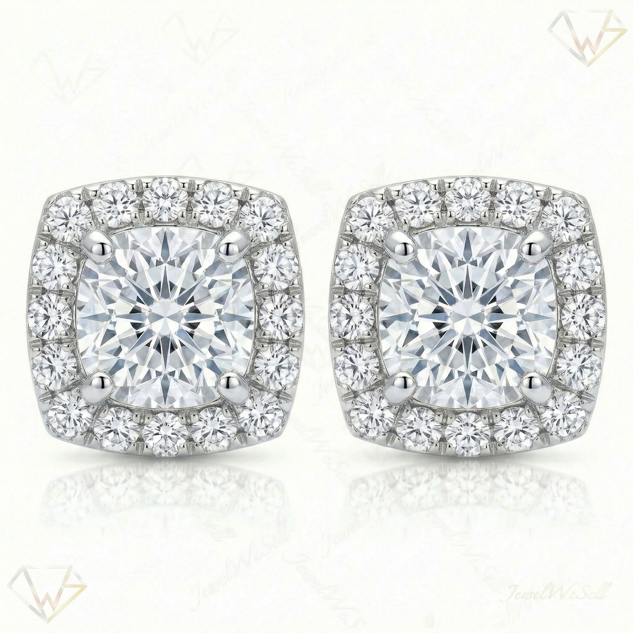 1.30 ct EF VS Lab Grown DIamond Halo Earrings in 10k White Gold 6842