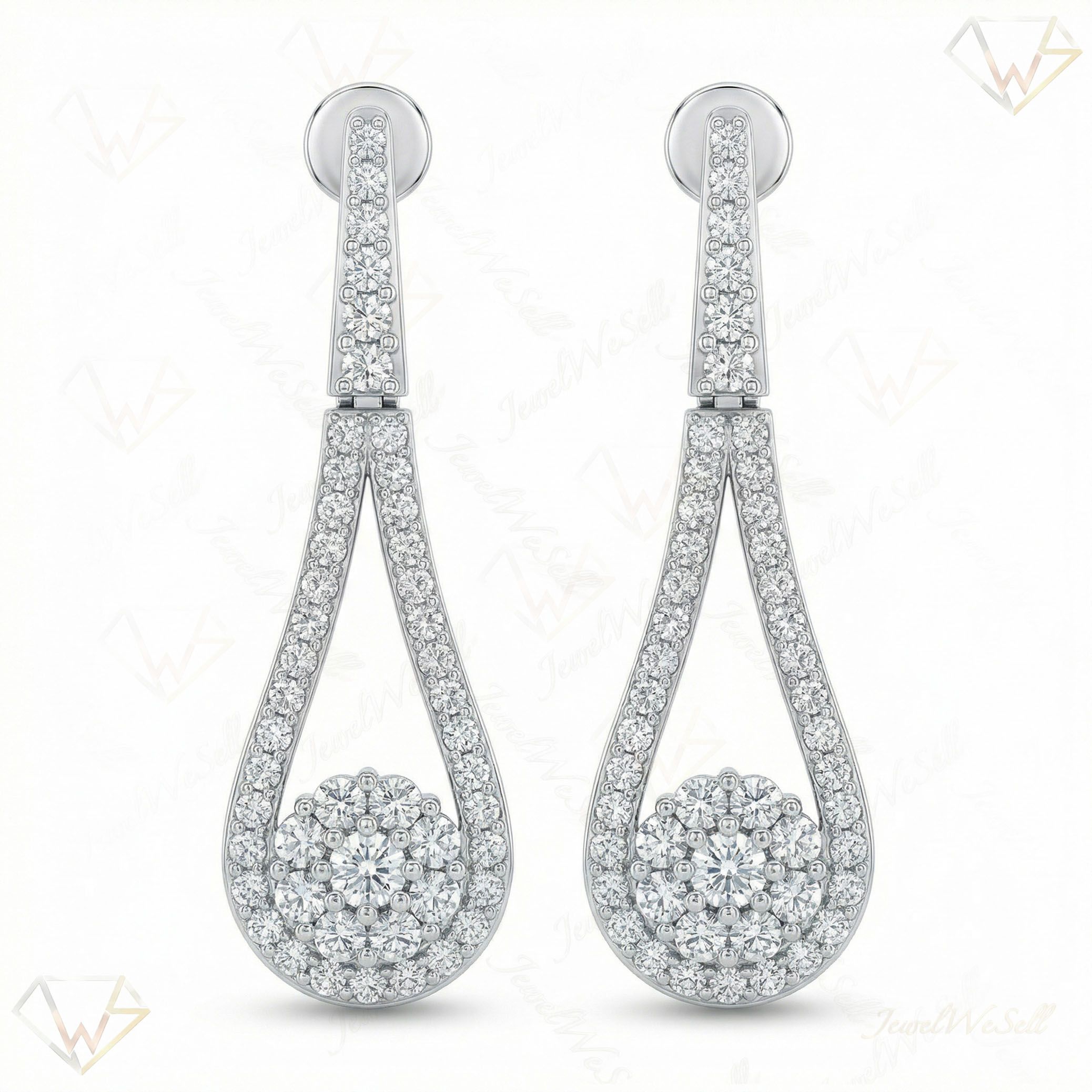0.95 ct EF VS Lab Grown DIamond Drop Earrings in 10k White Gold 6886