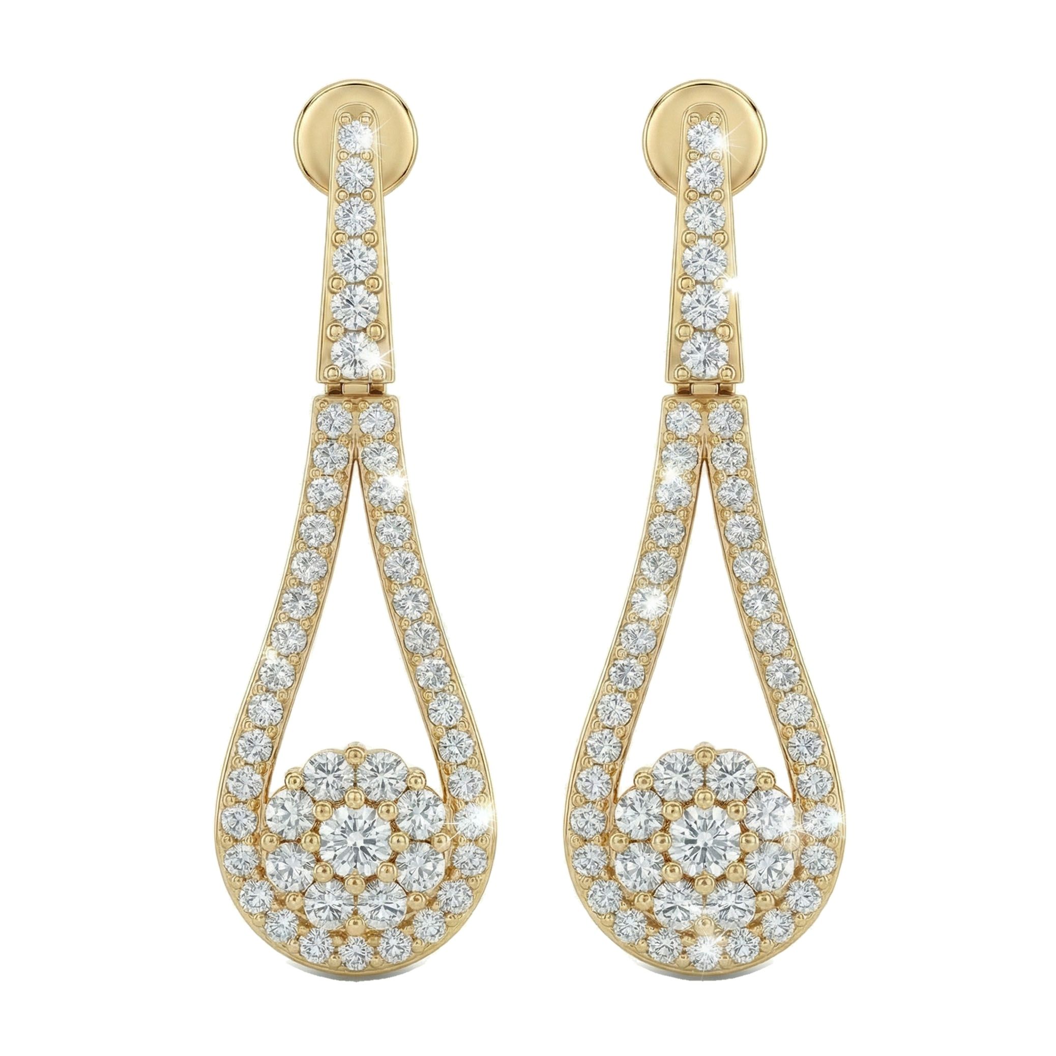 0.95 ct EF VS Lab Grown DIamond Drop Earrings in 10k Yellow Gold 6886